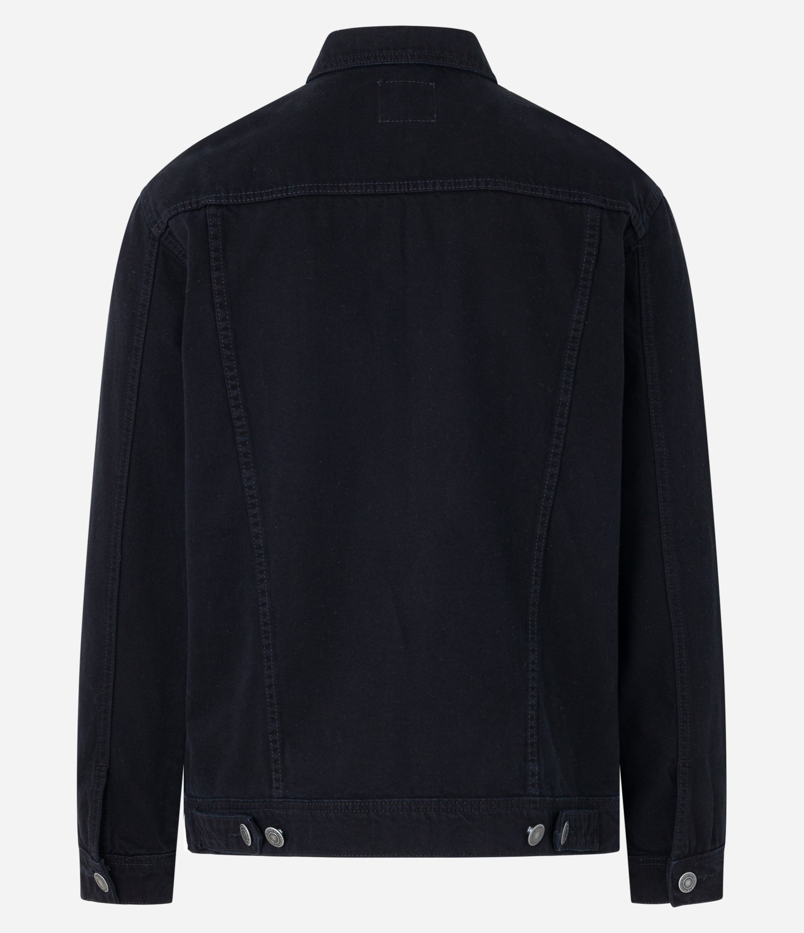 Jaqueta Trucker Regular em Sarja com Recortes Preto 8