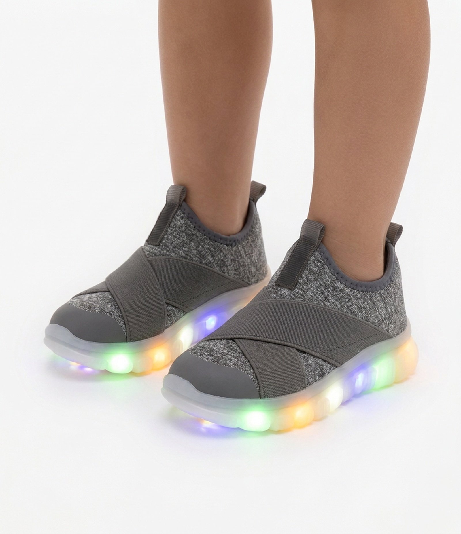 Tênis Infantil Calce Fácil com Recortes e Sola LED - Tam 20 ao 27 Cinza 2