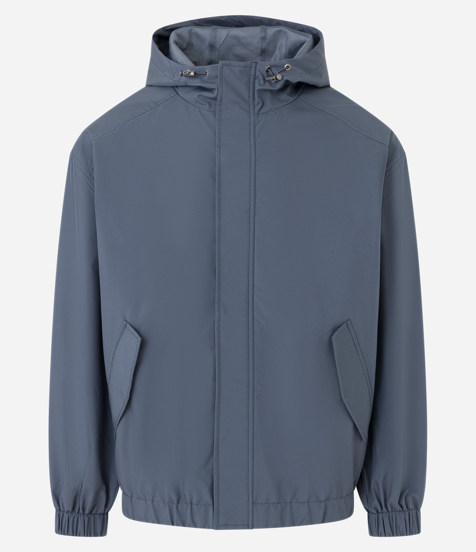 Jaqueta Gola Alta com Capuz e Bolsos com Botões Azul Acinzentado 6