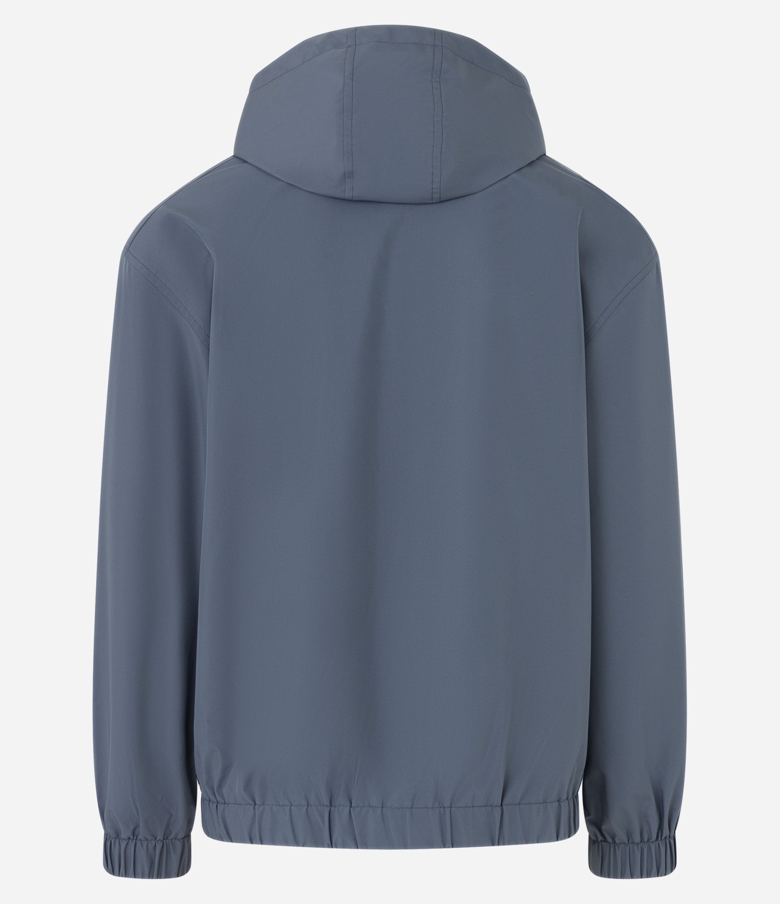 Jaqueta Gola Alta com Capuz e Bolsos com Botões Azul Acinzentado 7