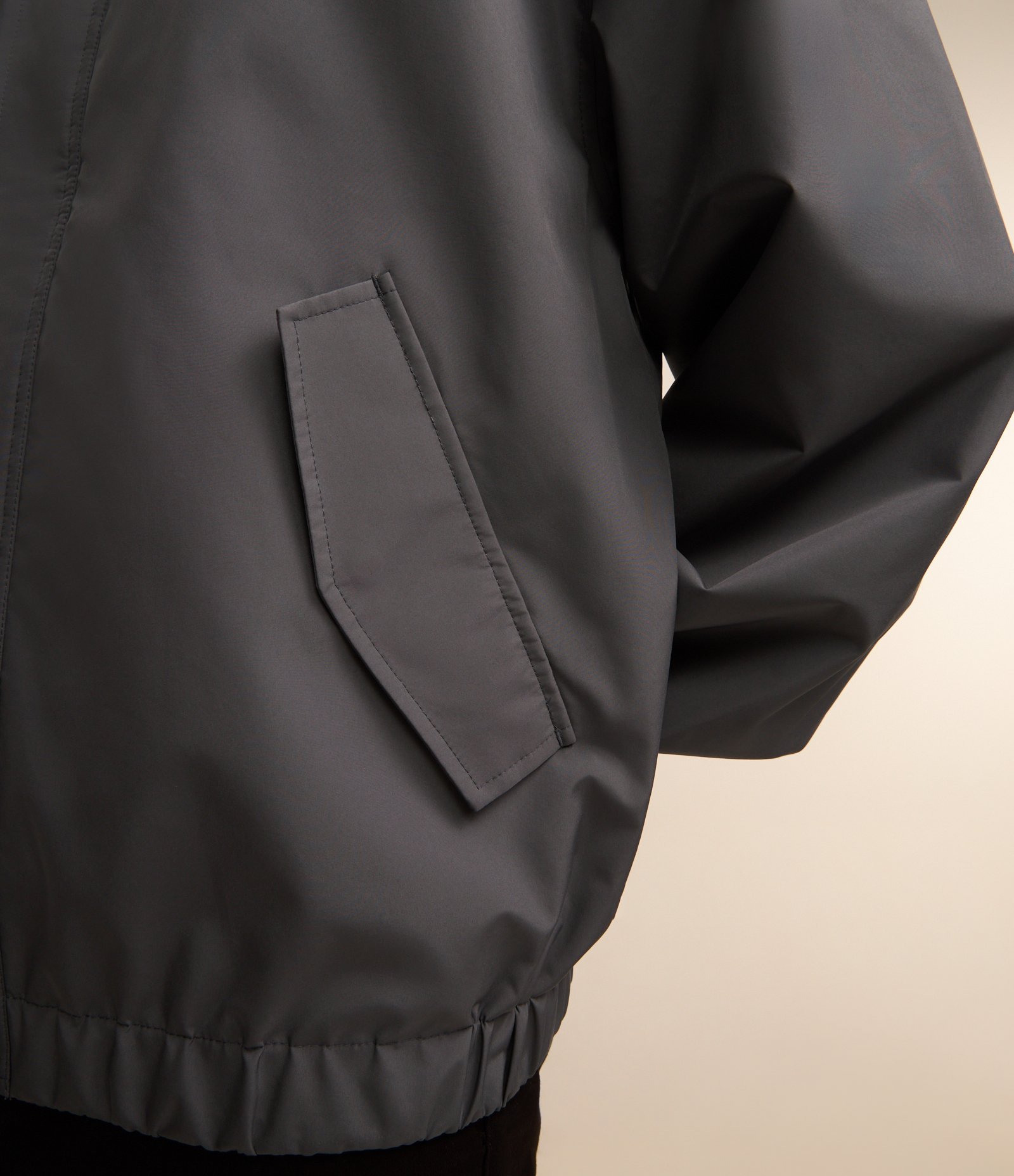 Jaqueta Gola Alta com Capuz e Bolsos com Botões Azul Acinzentado 4