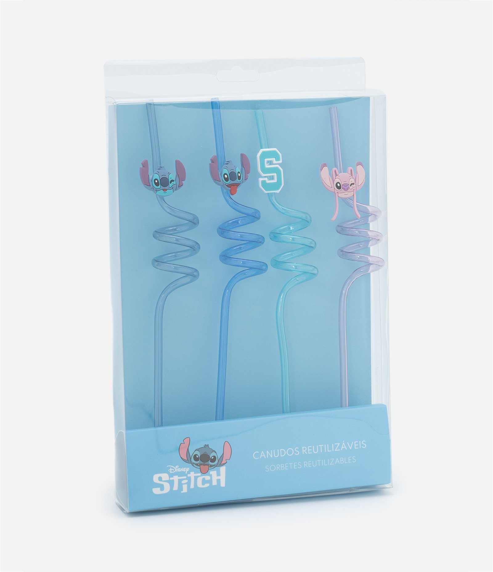 Kit 04 Canudos Reutilizáveis com Espiral e Patch Stitch Azul/Lilás 2