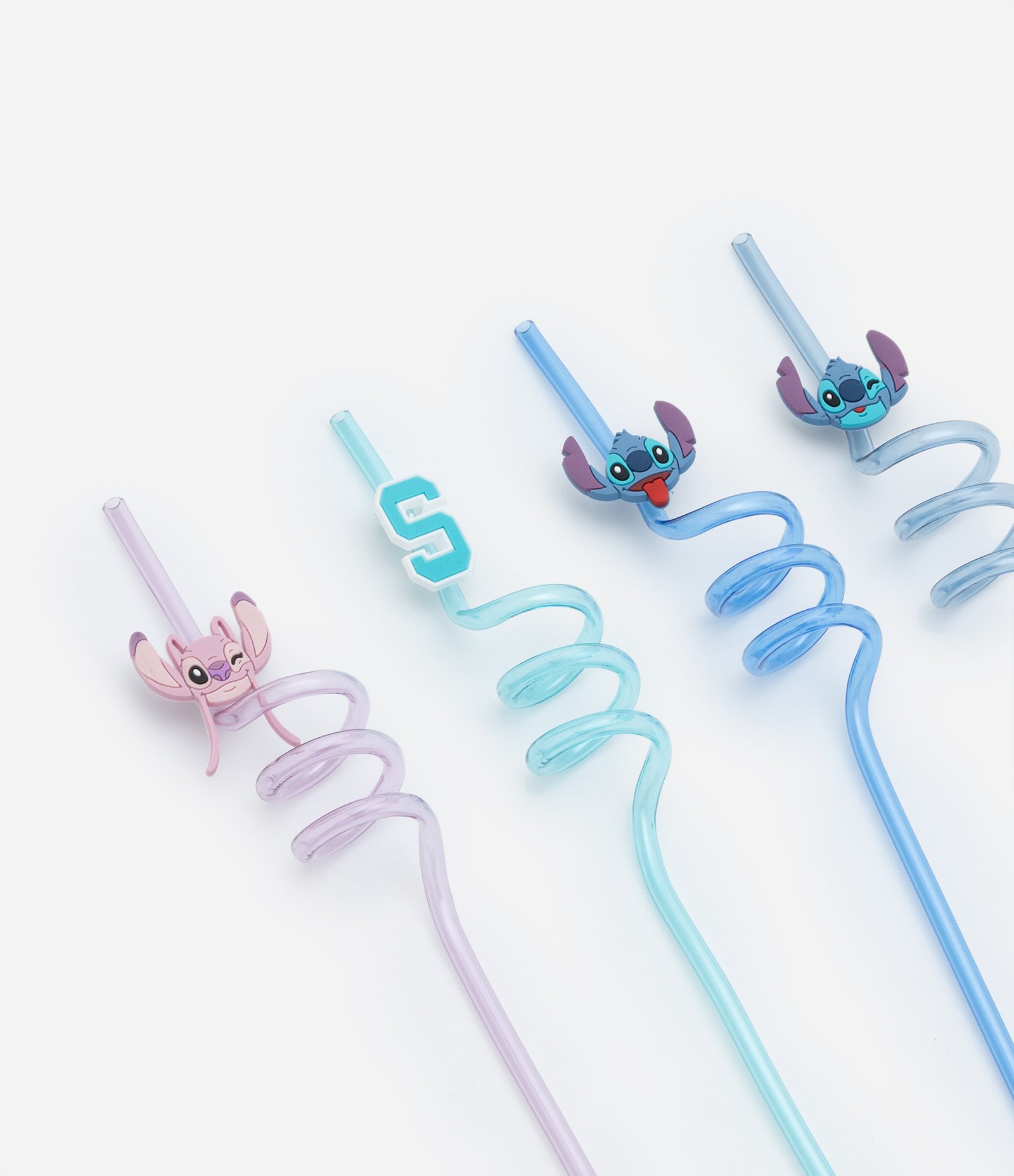 Kit 04 Canudos Reutilizáveis com Espiral e Patch Stitch Azul/Lilás 3