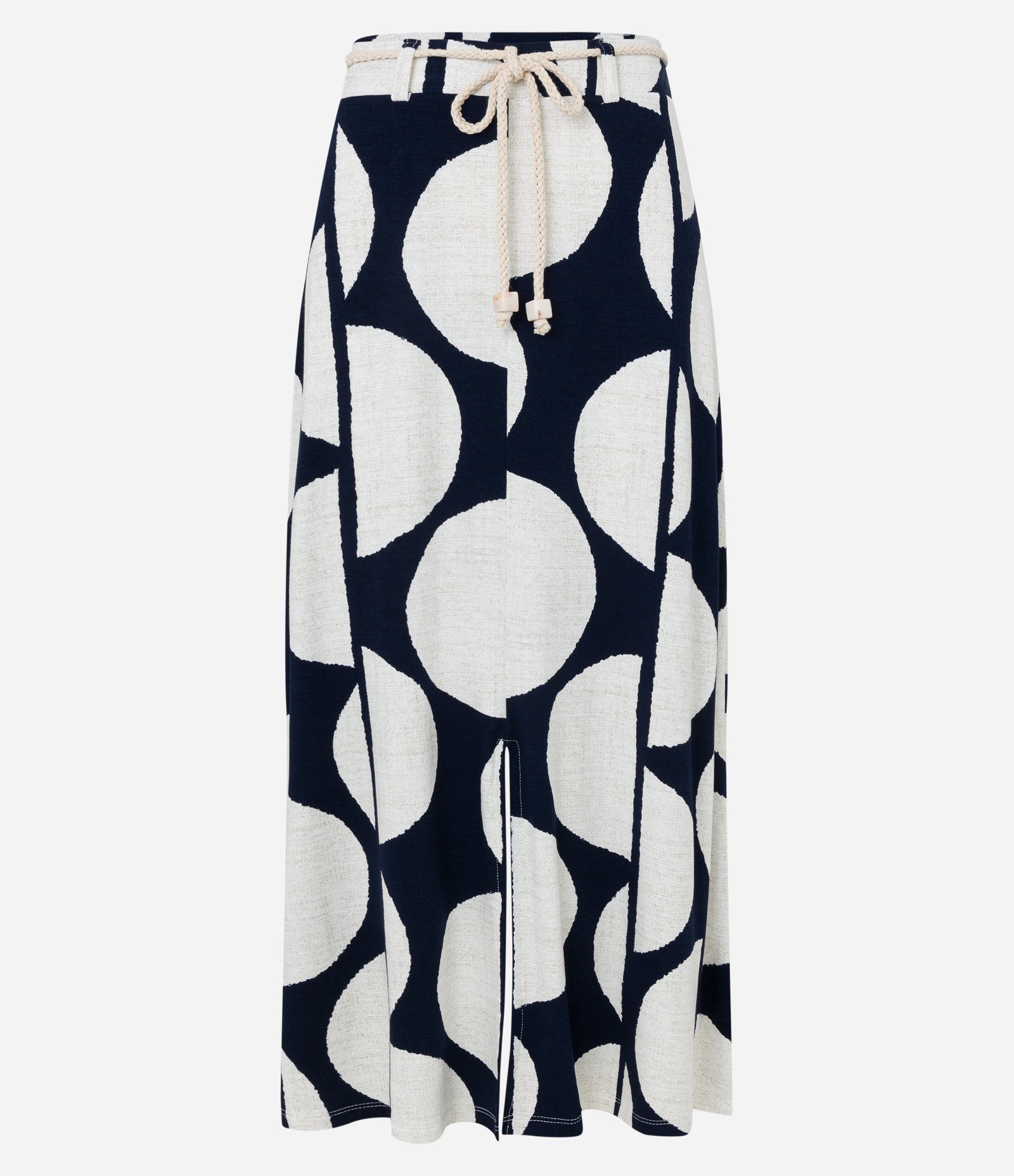 Saia New Midi em Moletinho com Cinto Cordão e Estampa Poá Big Azul/ Branco 5