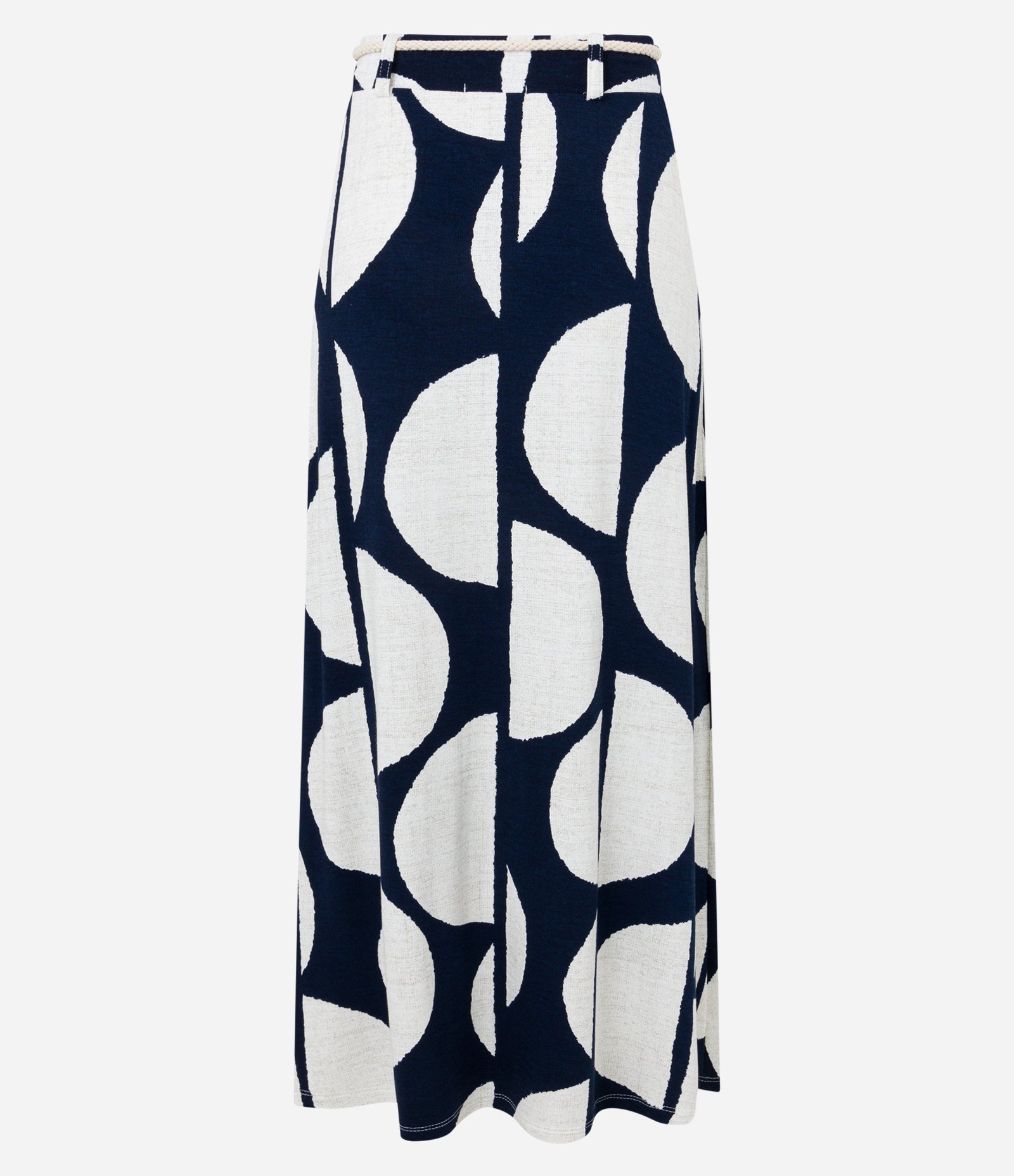 Saia New Midi em Moletinho com Cinto Cordão e Estampa Poá Big Azul/ Branco 6