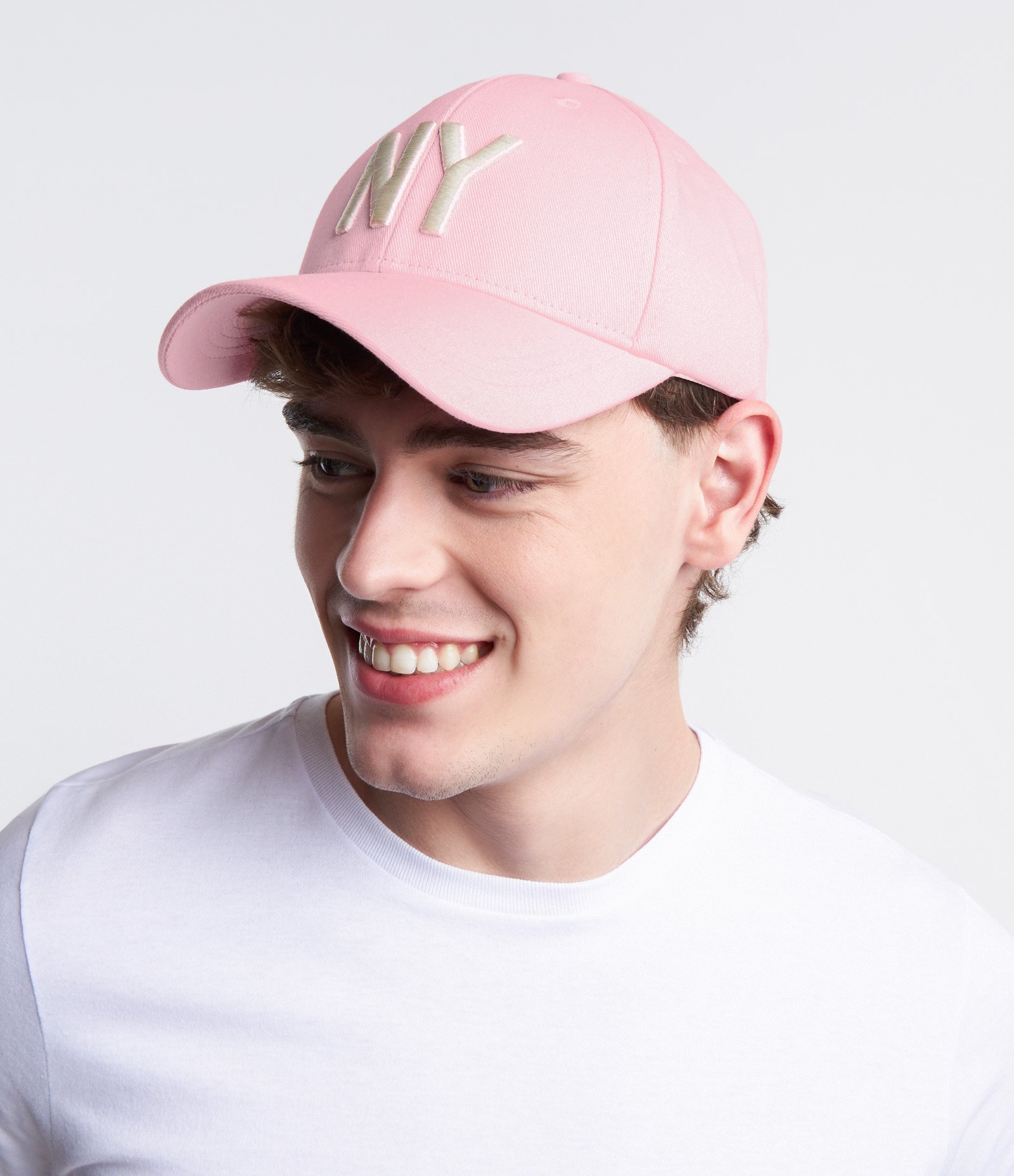 Boné Aba Curva em Algodão 06 Panel com Bordado New York Rosa Claro 1