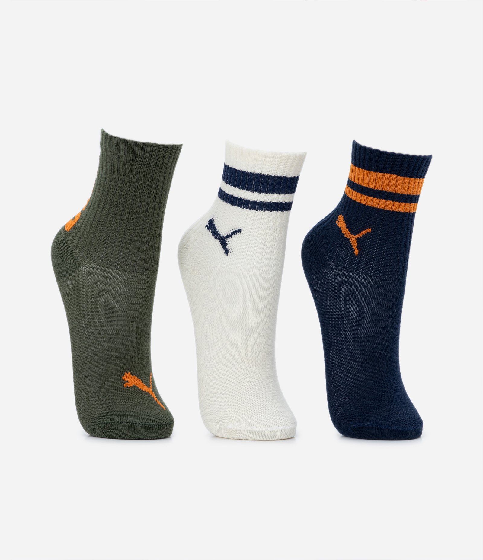 Kit 03 Meias Infantis com Estampa da Puma - Tam 25 ao 34 Preto/Branco 2