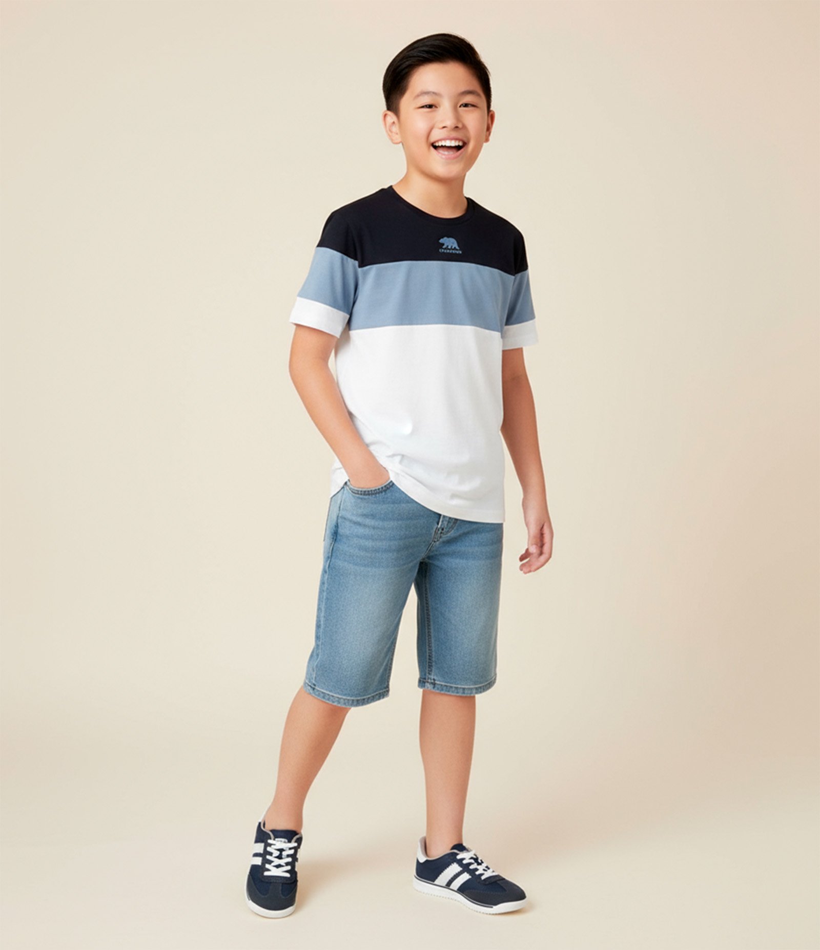 Camiseta Infantil com Estampa California e Recortes Texturizados - Tam 5 a 14 Anos Branco/Azul 1