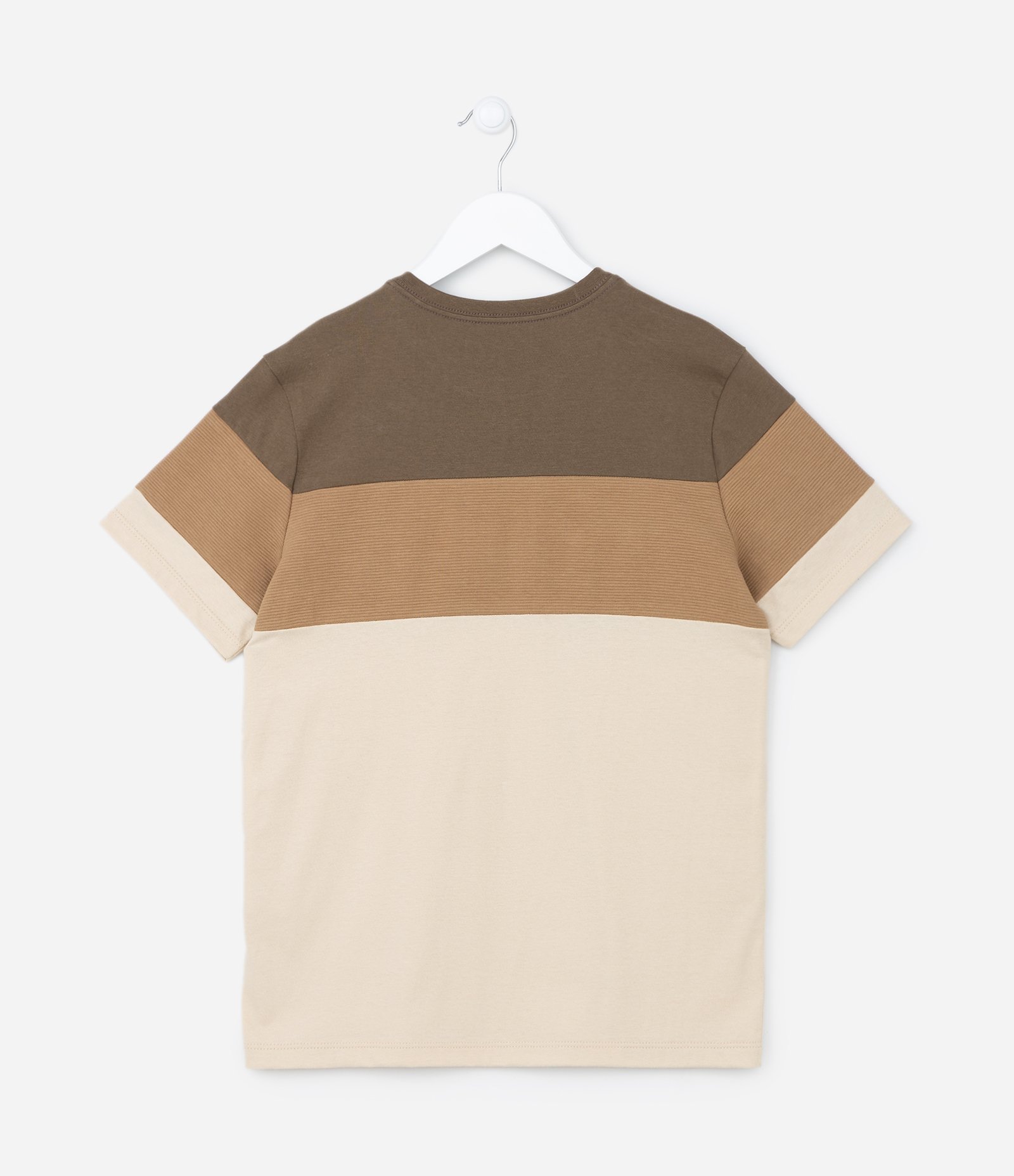 Camiseta Infantil com Estampa California e Recortes Texturizados - Tam 5 a 14 Anos Bege/Marrom 3