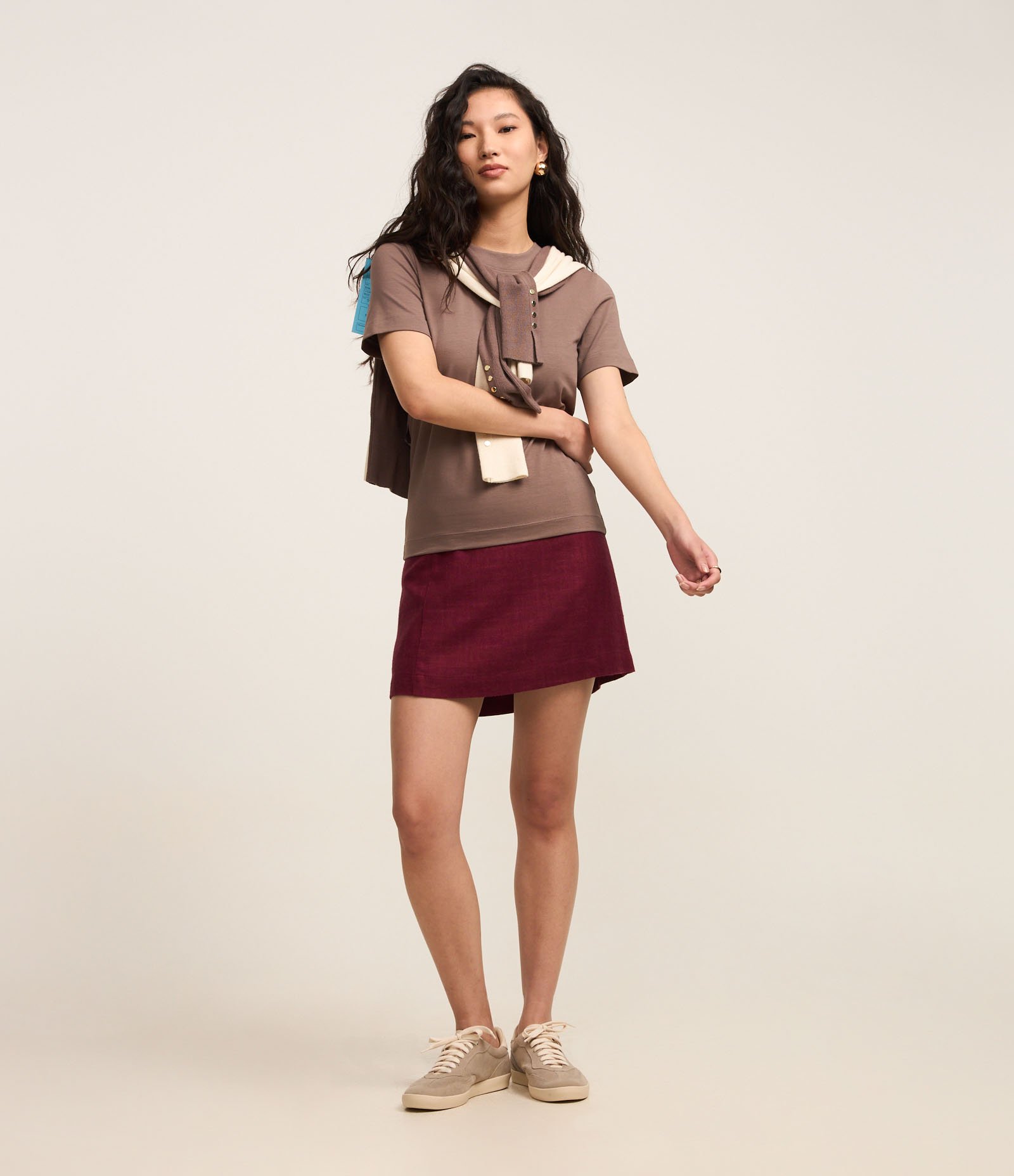 Blusa Básica Justinha em Ribana de Algodão Marrom 2