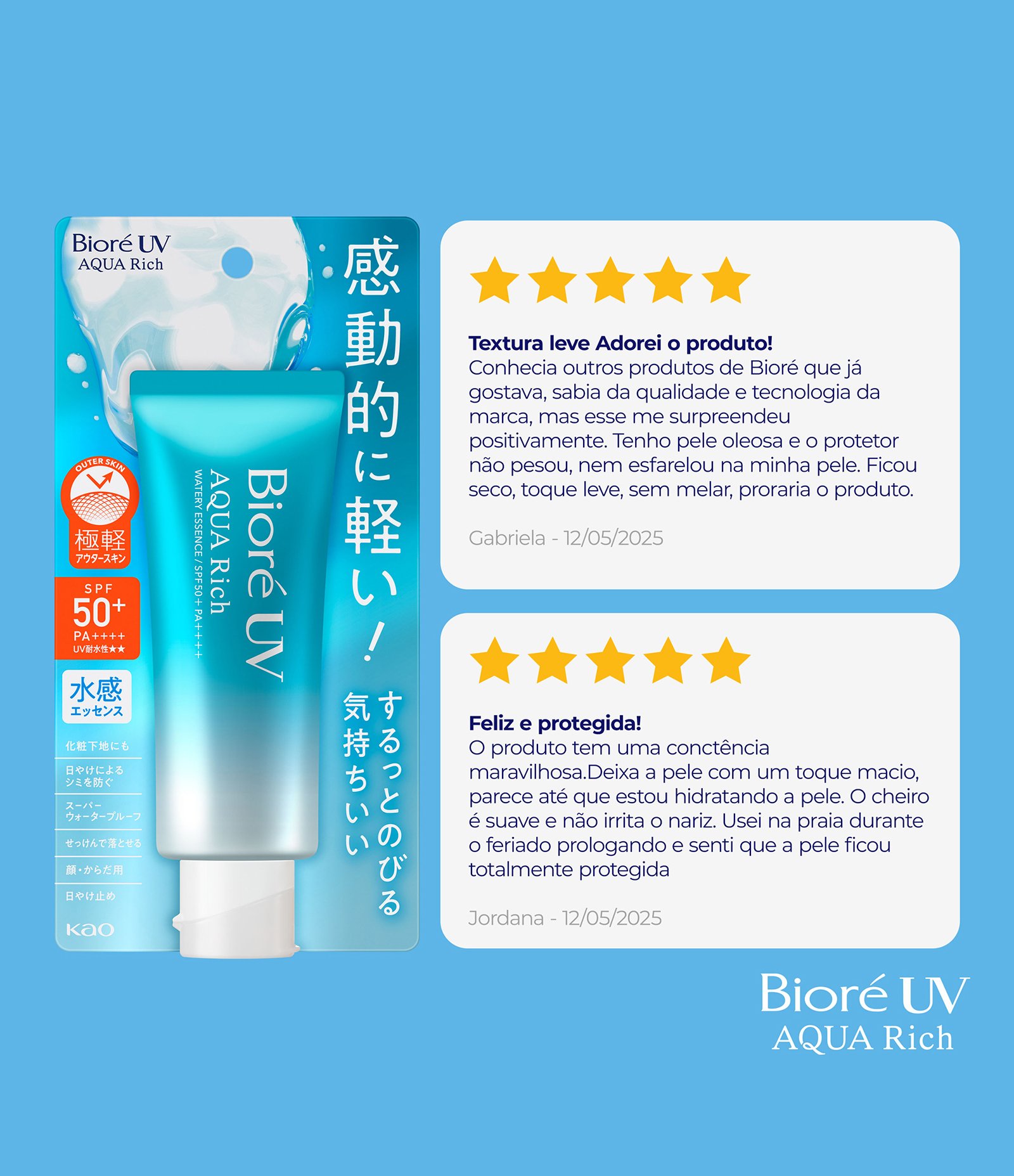 Protetor Solar Bioré UV Aqua Rich Watery Essence FPS 50 70g 70g 8