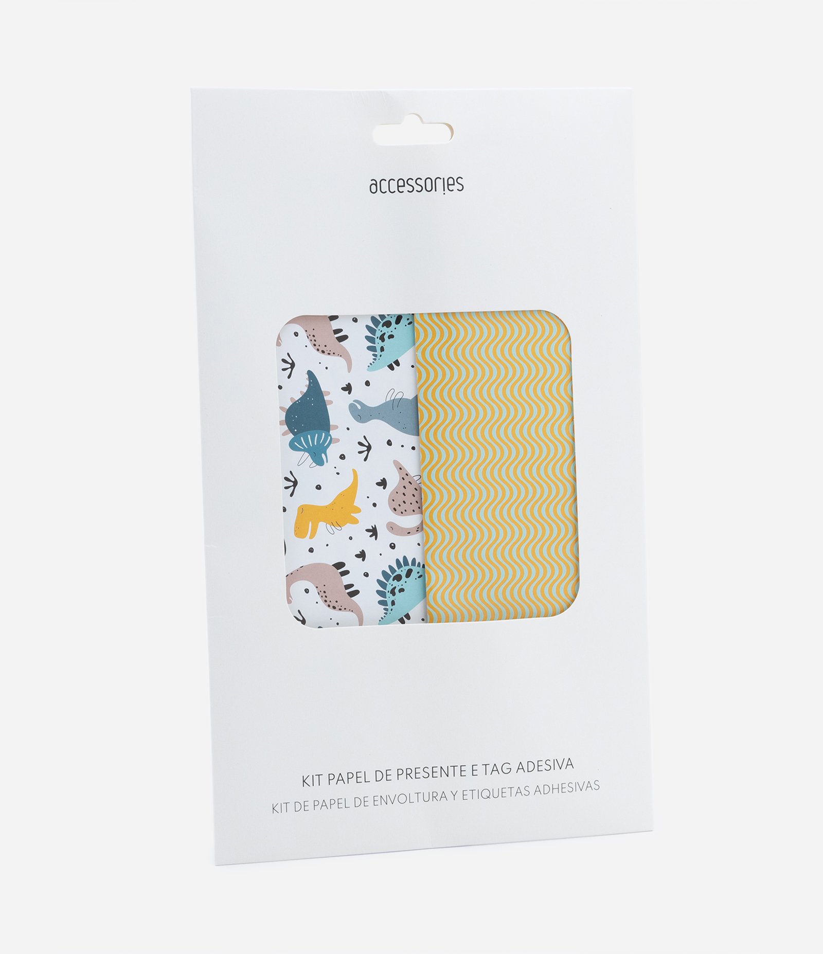 Kit 02 Papéis de Presente com Estampa de Dinossauros e Listrada Multicores 3