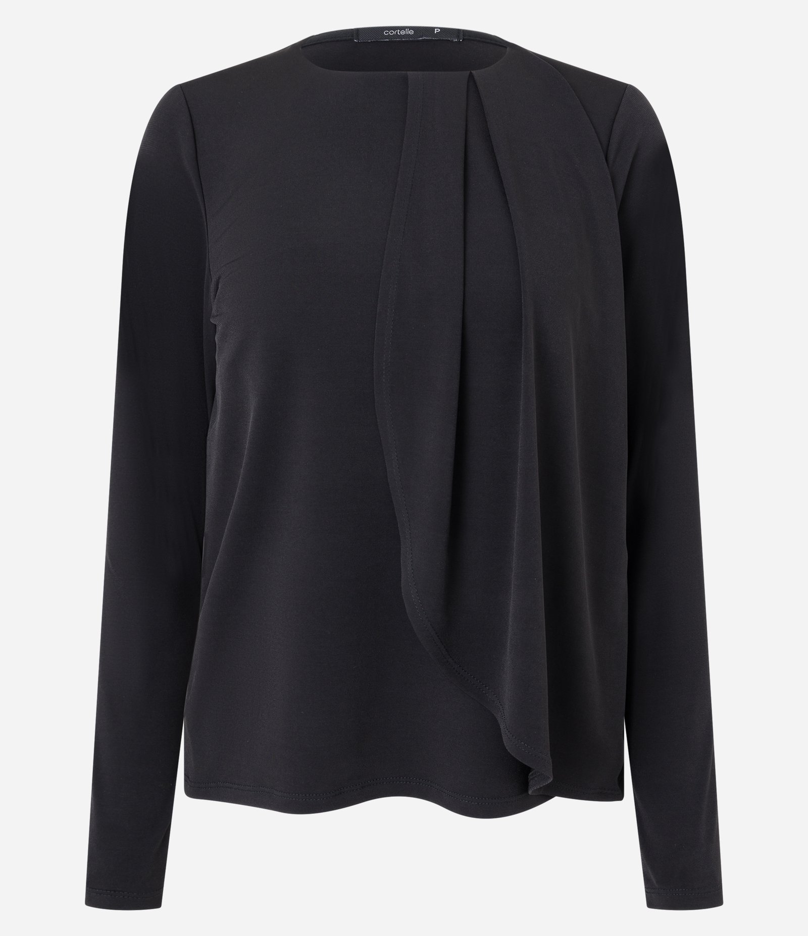 Blusa em Microfibra com Prega Frontal e Sobreposição Preto 5