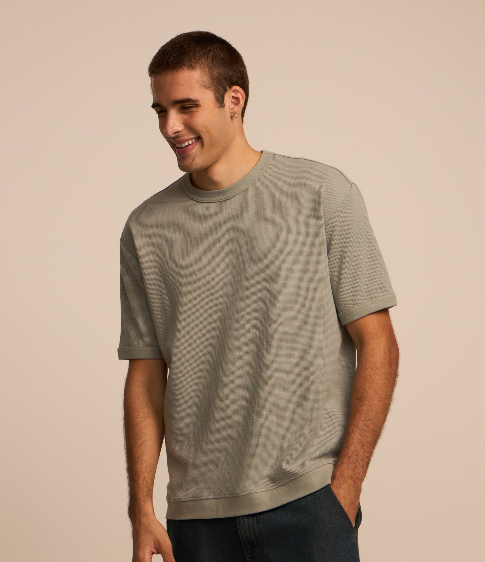 Camiseta Relaxed em Algodão com Textura de Mini Waffle 1