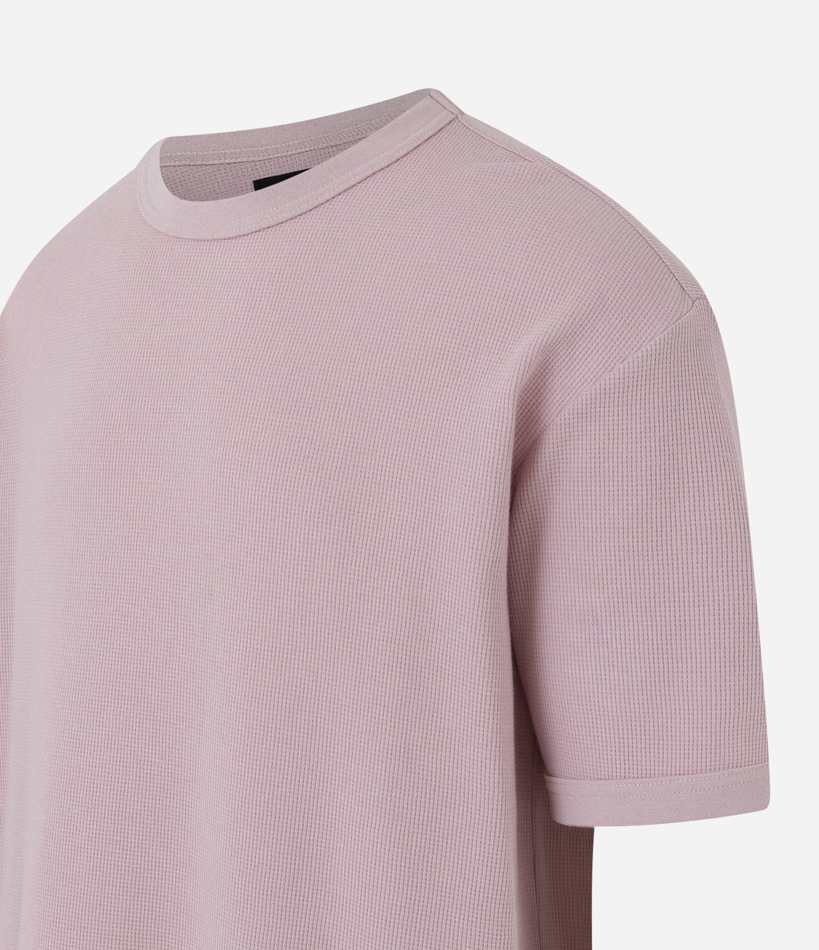 Camiseta Relaxed em Algodão com Textura de Mini Waffle Rosa 5