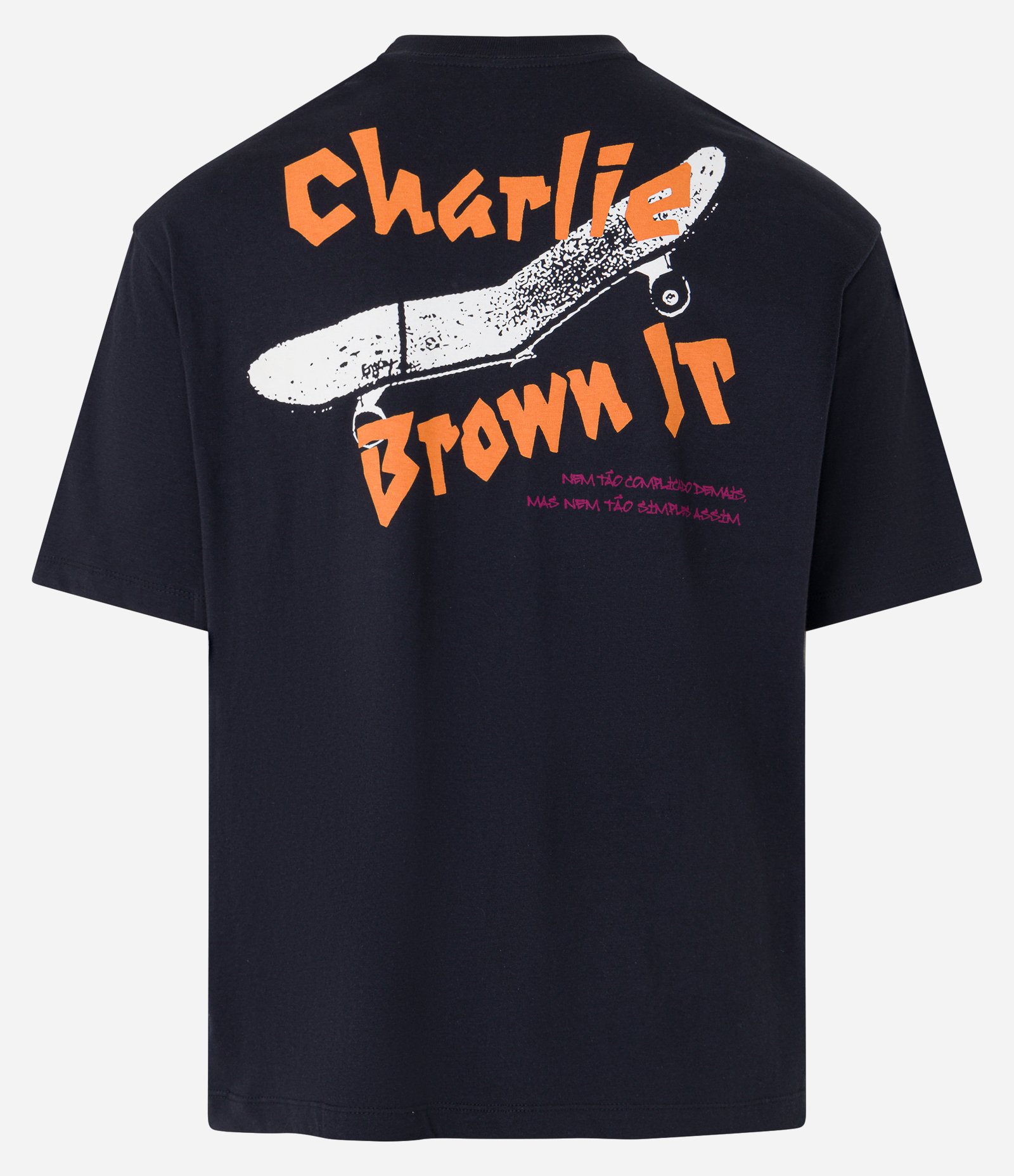 Camiseta Boxy com Estampa Charlie Brown Jr Preto 7