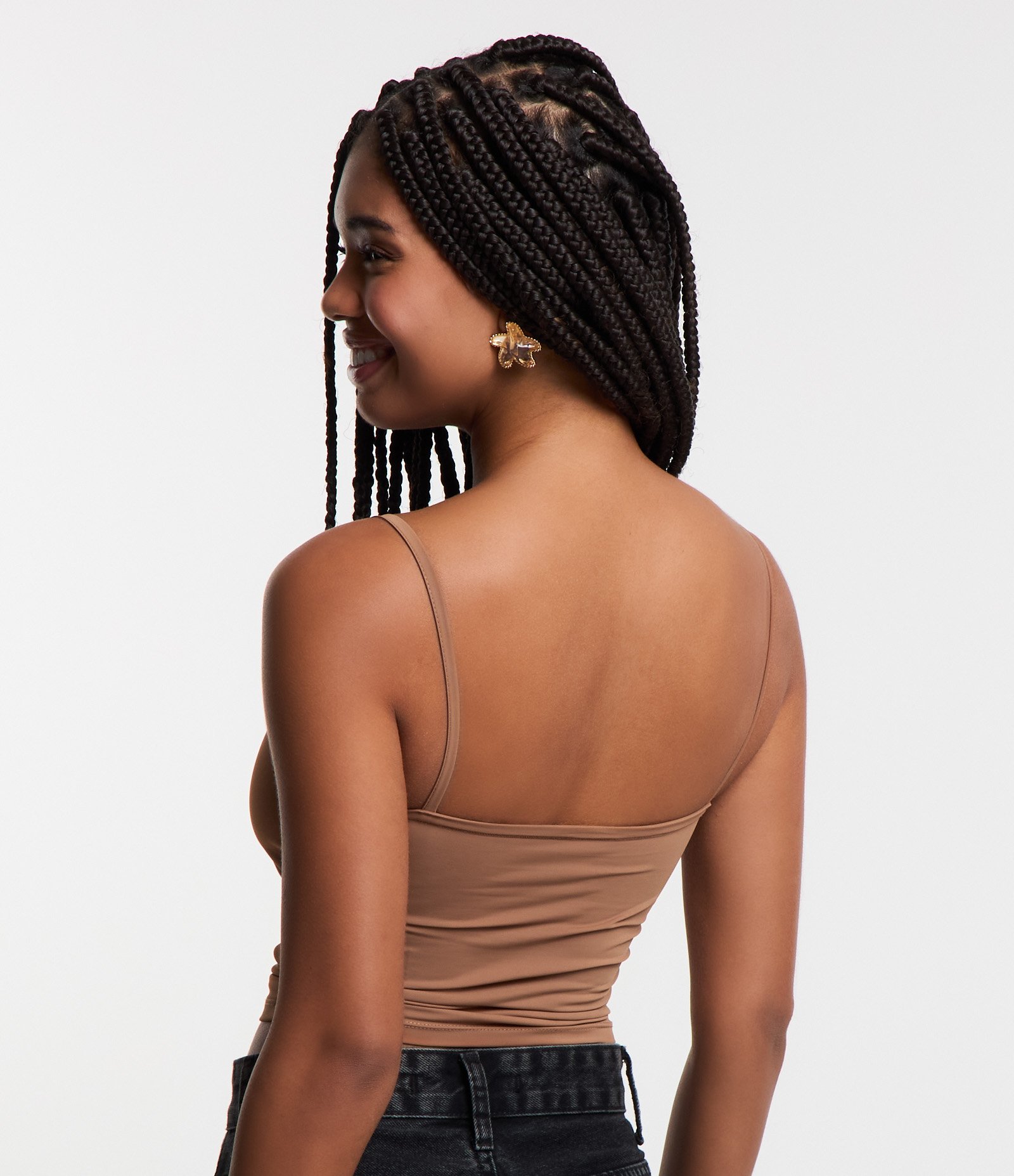Blusa de Alça Básica em Poliamida Marrom 3