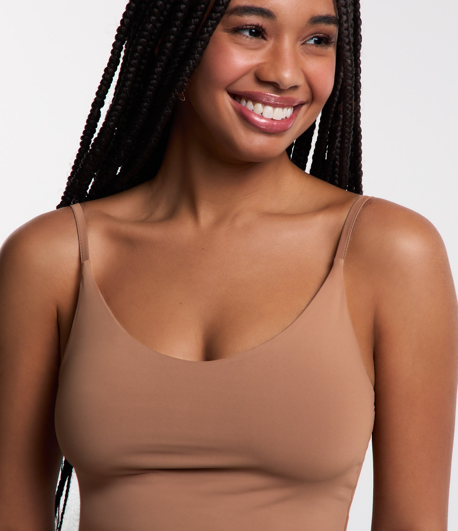 Blusa de Alça Básica em Poliamida Marrom 4