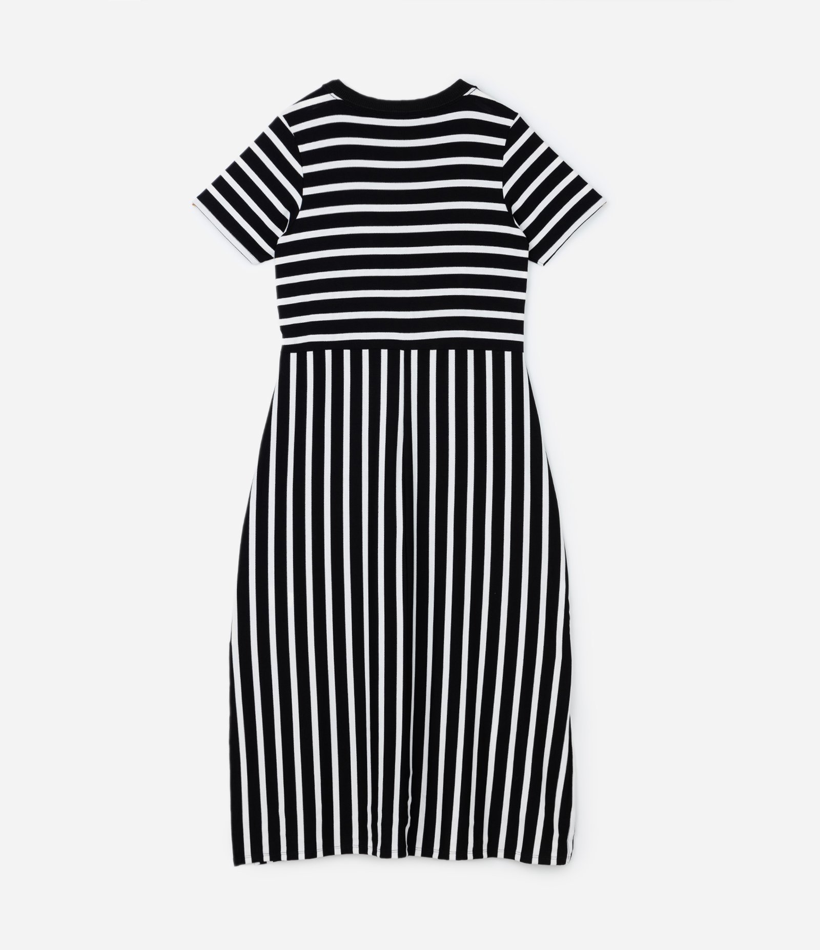 Vestido Midi em Crepe Listrado Curve & Plus Size Preto/Branco 6