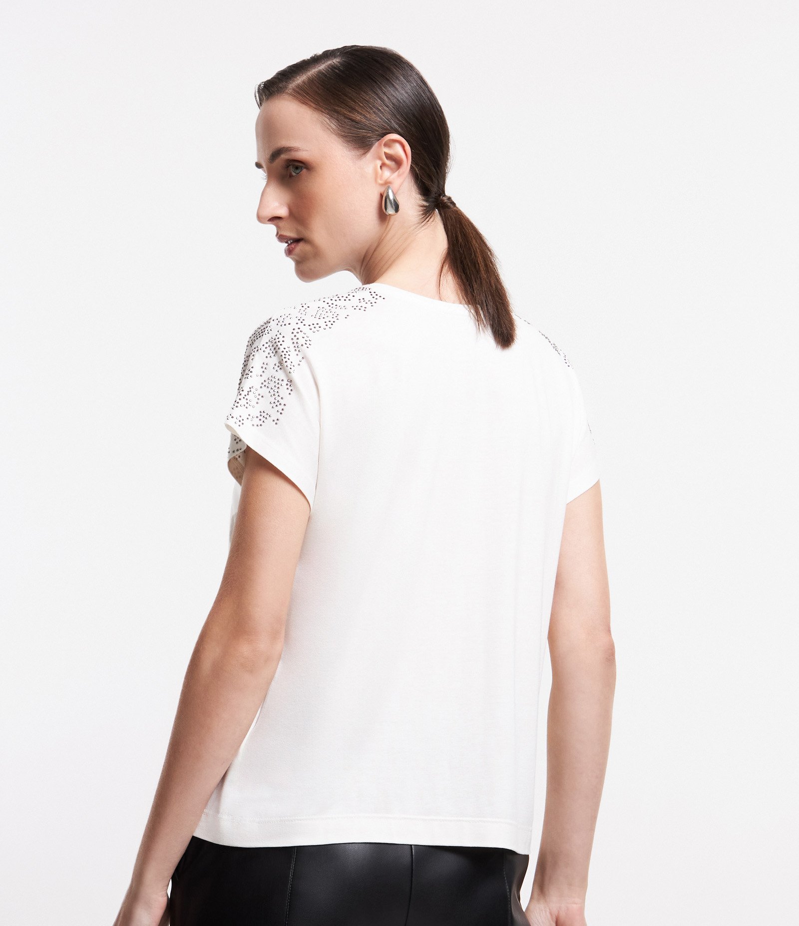 Blusa em Algodão com Strass em Padronagem Animal Print Onça Branco 4