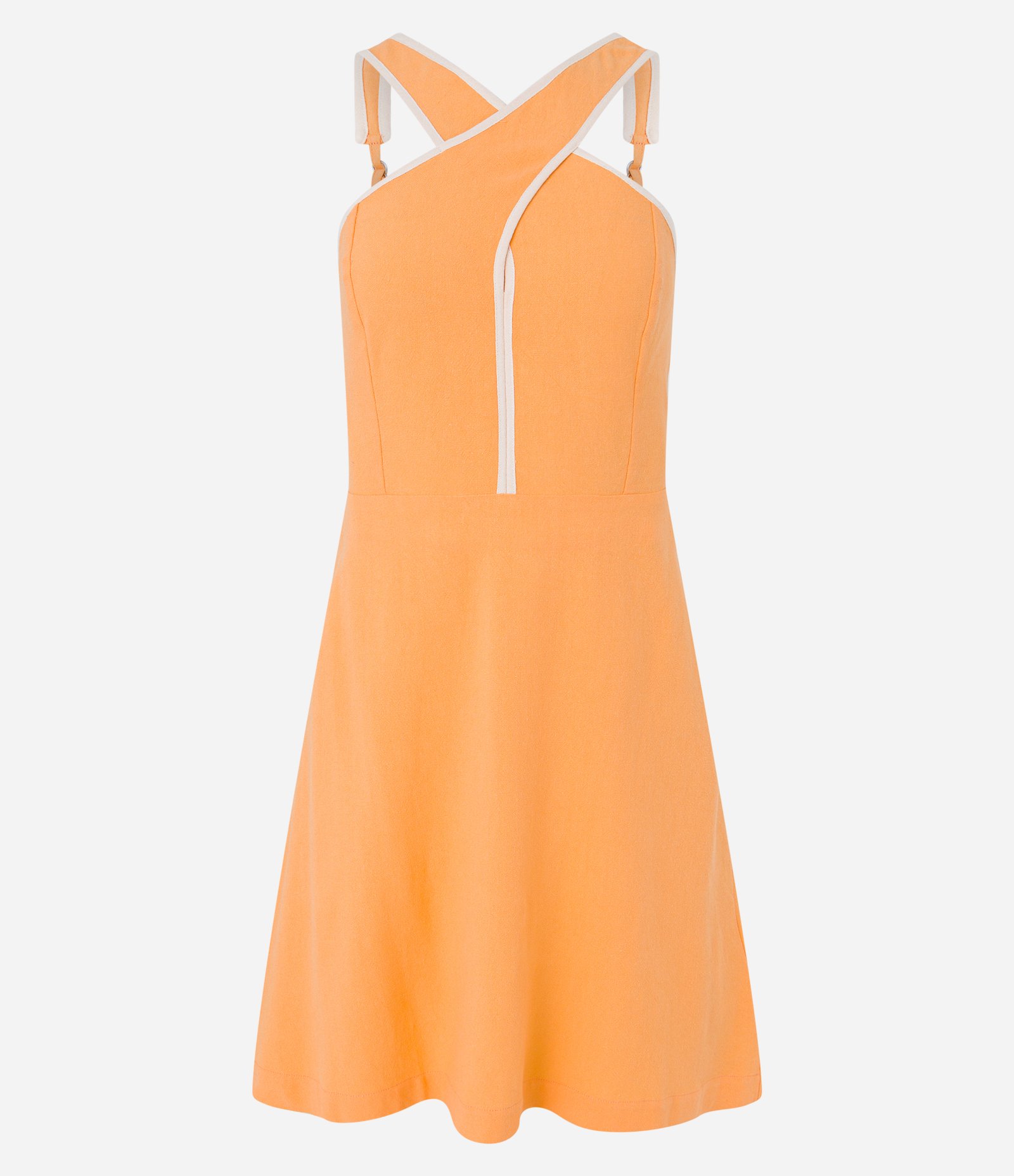 Vestido Curto em Viscose com Linho e Decote Cruzado Laranja 5