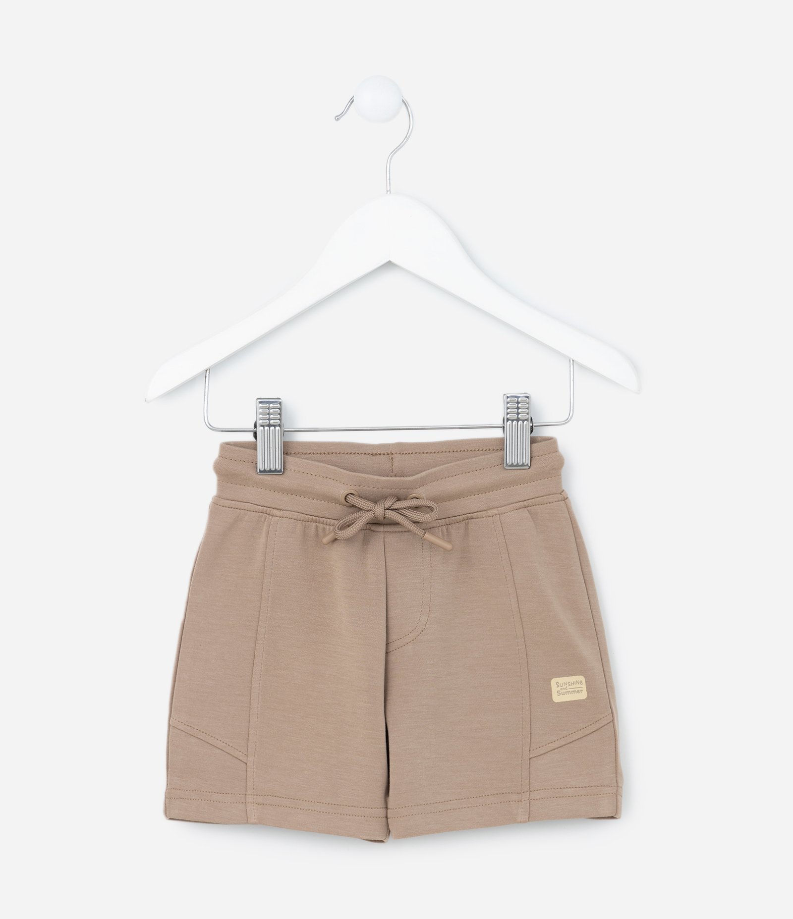 Bermuda Infantil em Modal com Recortes - Tam 1 a 5 anos Marrom Claro 1