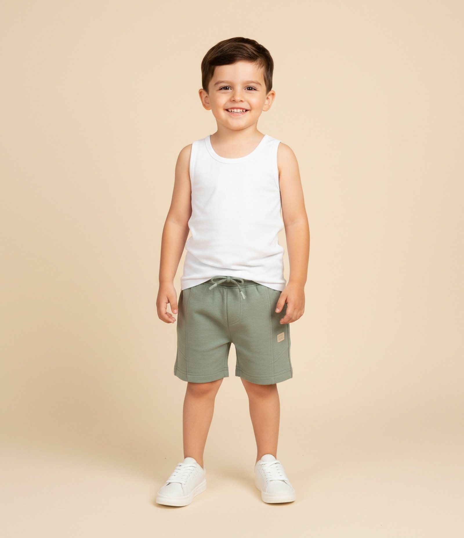 Bermuda Infantil em Modal com Recortes - Tam 1 a 5 anos Verde 1