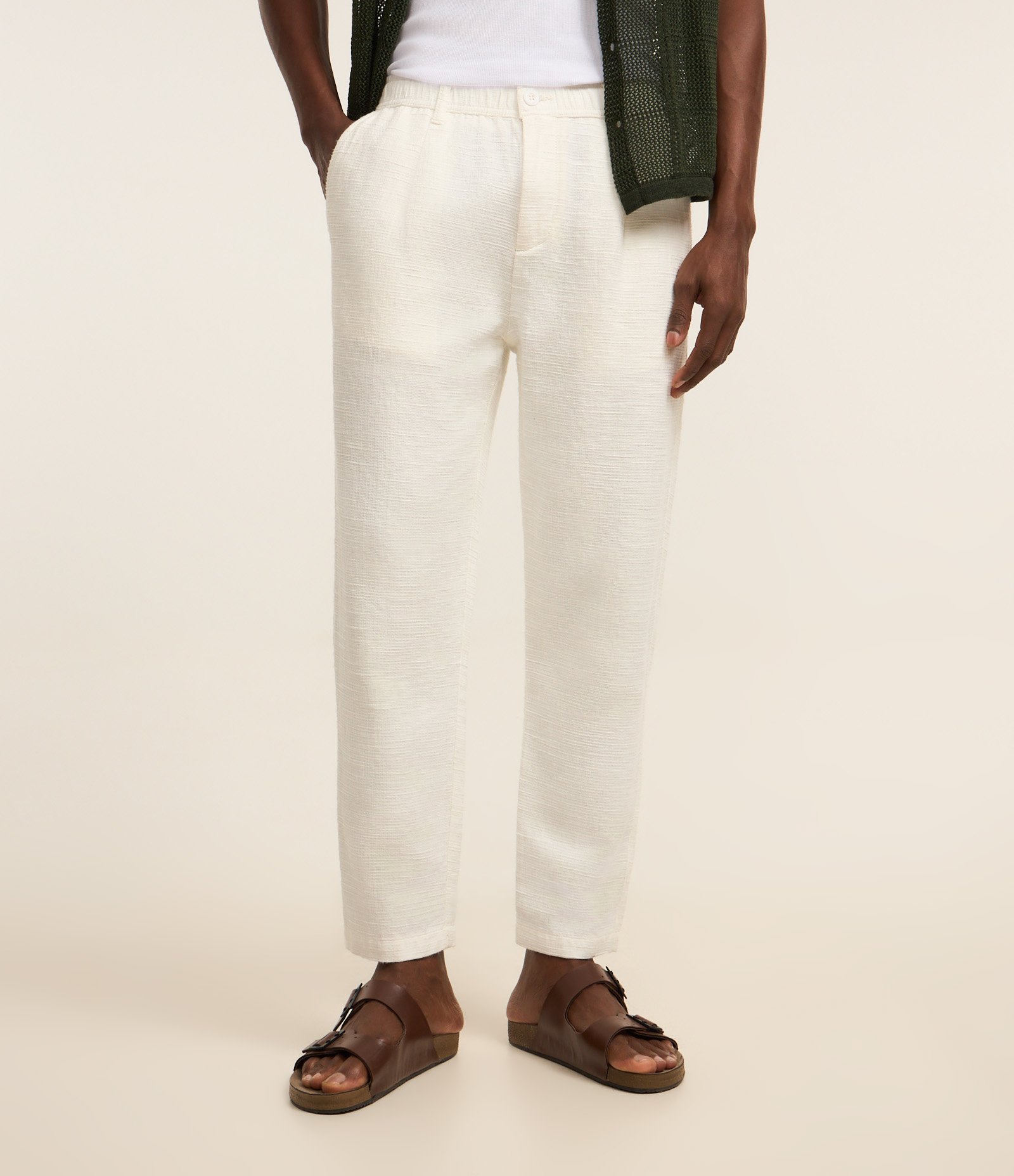 Calça Relaxed em Algodão com Textura Off White 2