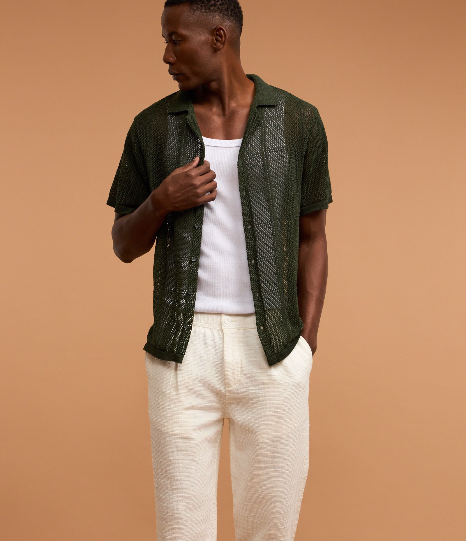 Calça Relaxed em Algodão com Textura Off White 3