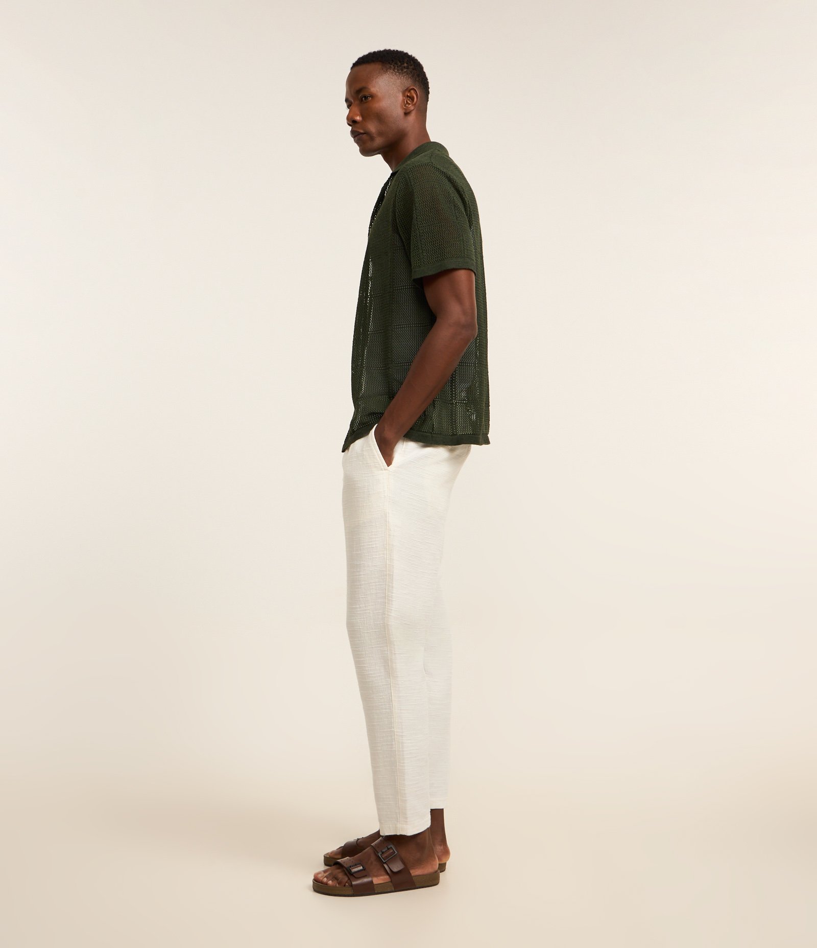 Calça Relaxed em Algodão com Textura Off White 4