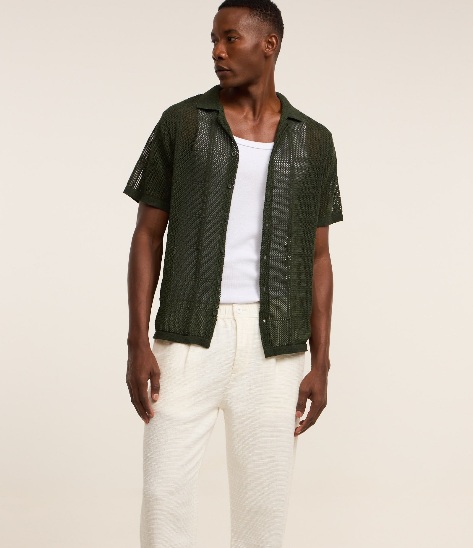 Calça Relaxed em Algodão com Textura Off White 6