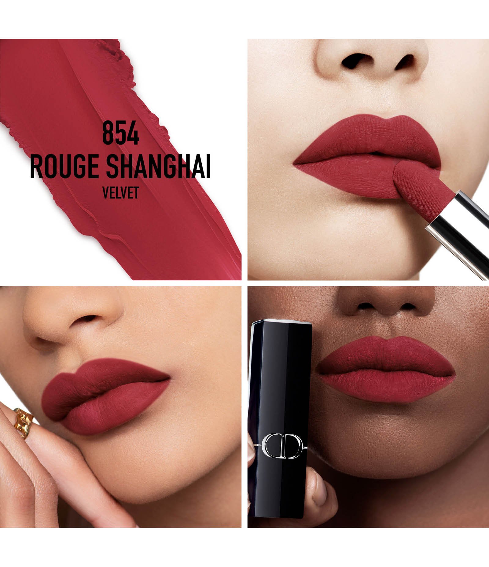 Batom Rouge Dior Velvet 854 Rouge Shanghai 3