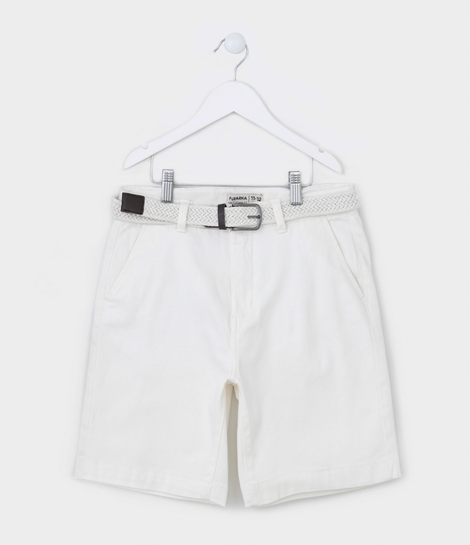 Bermuda Infantil com Cinto Trançado - Tam 05 a 14 Anos Branco Neve 1