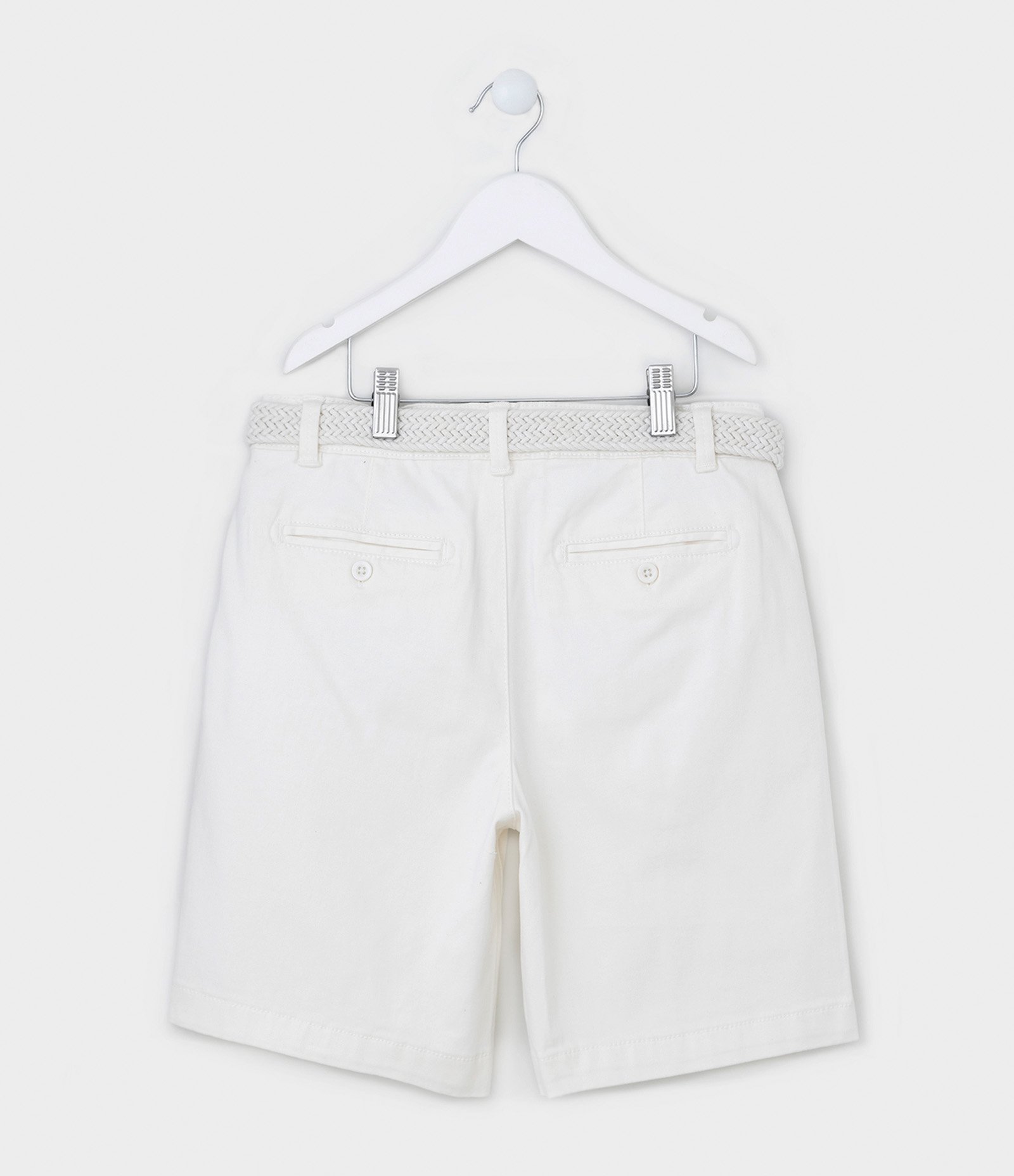 Bermuda Infantil com Cinto Trançado - Tam 05 a 14 Anos Branco Neve 2