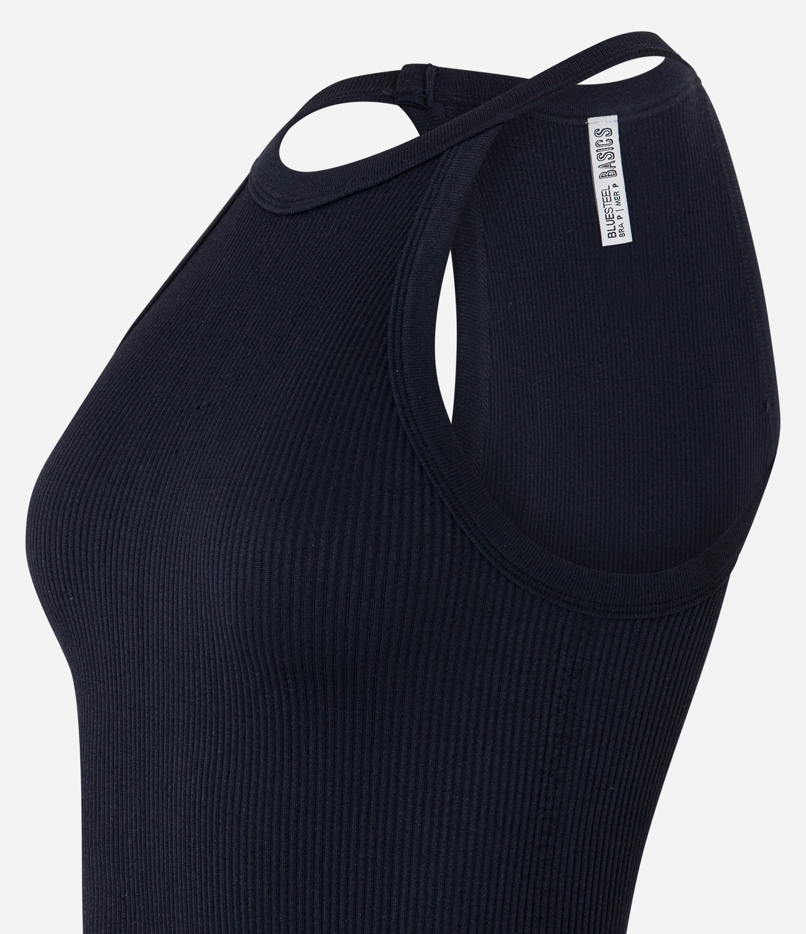 Blusa Básica com Decote Halter com Textura e Sem Costura Preto 5