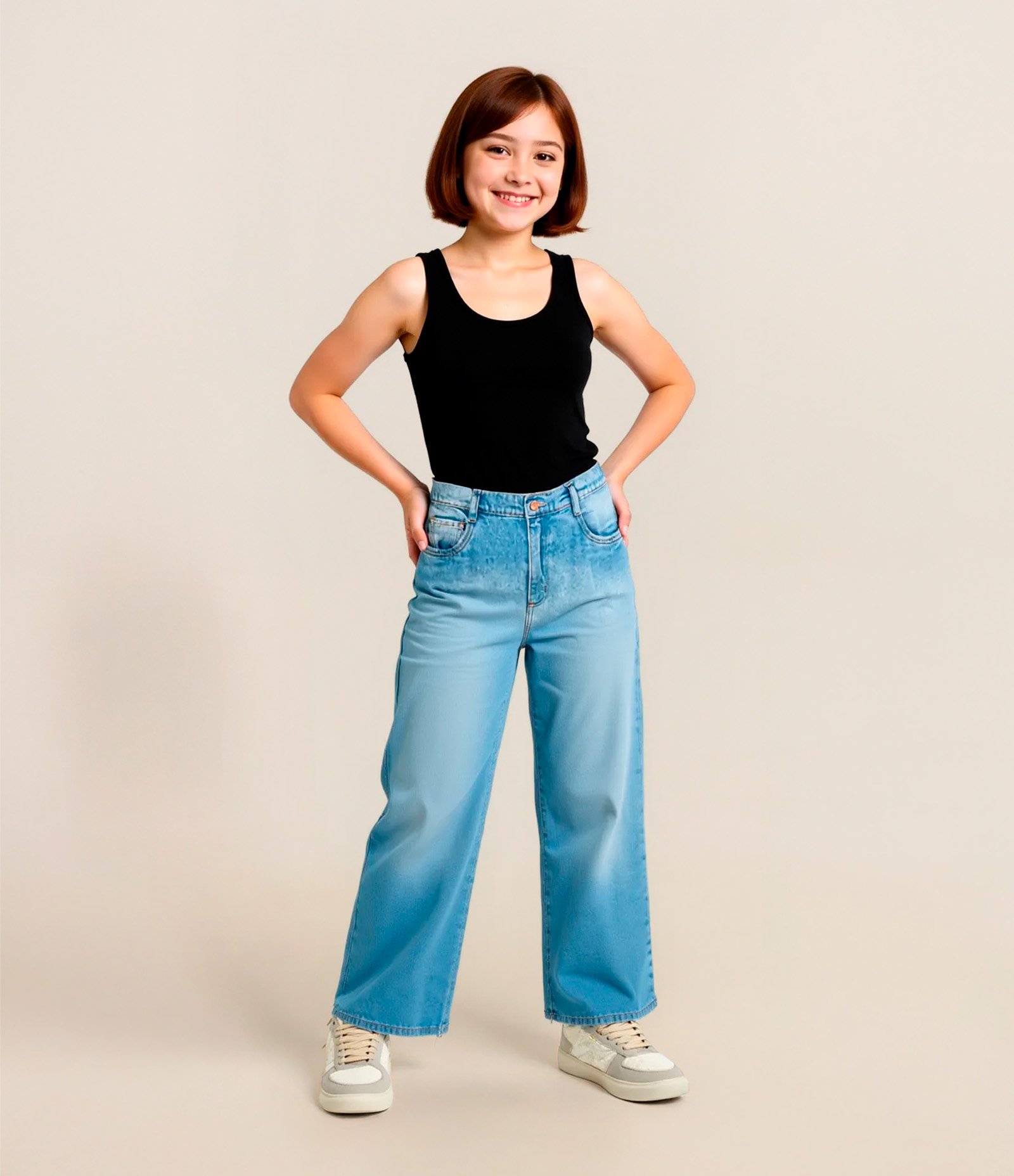 Regata Cropped Infantil em Ribana - Tam 5 a 14 Anos Preto 1