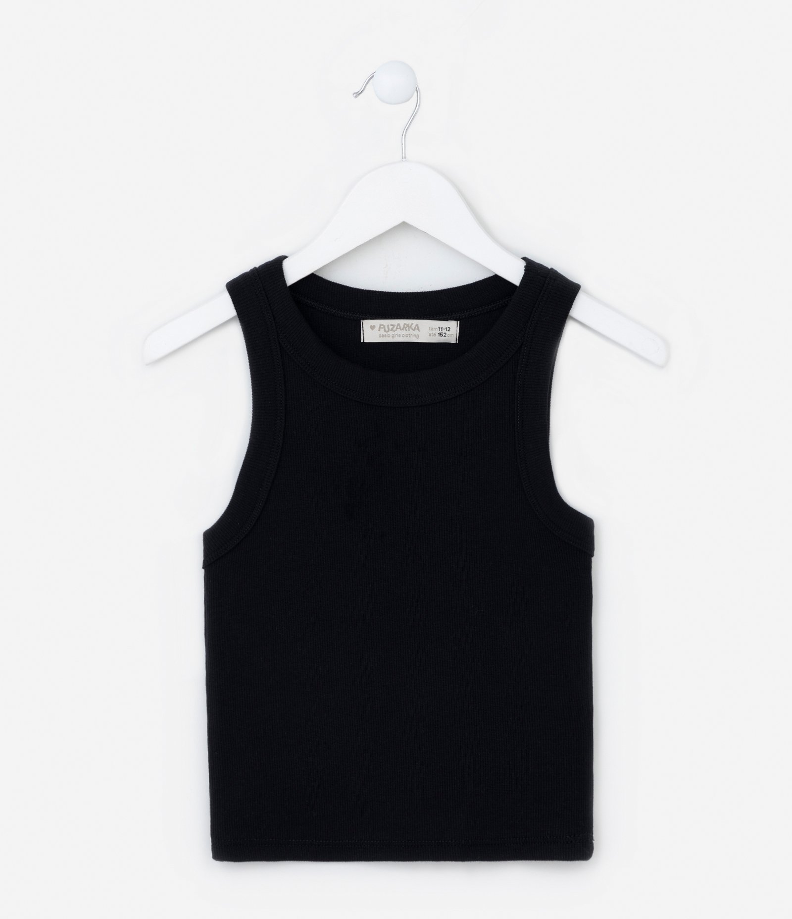 Regata Cropped Infantil em Ribana - Tam 5 a 14 Anos Preto 2