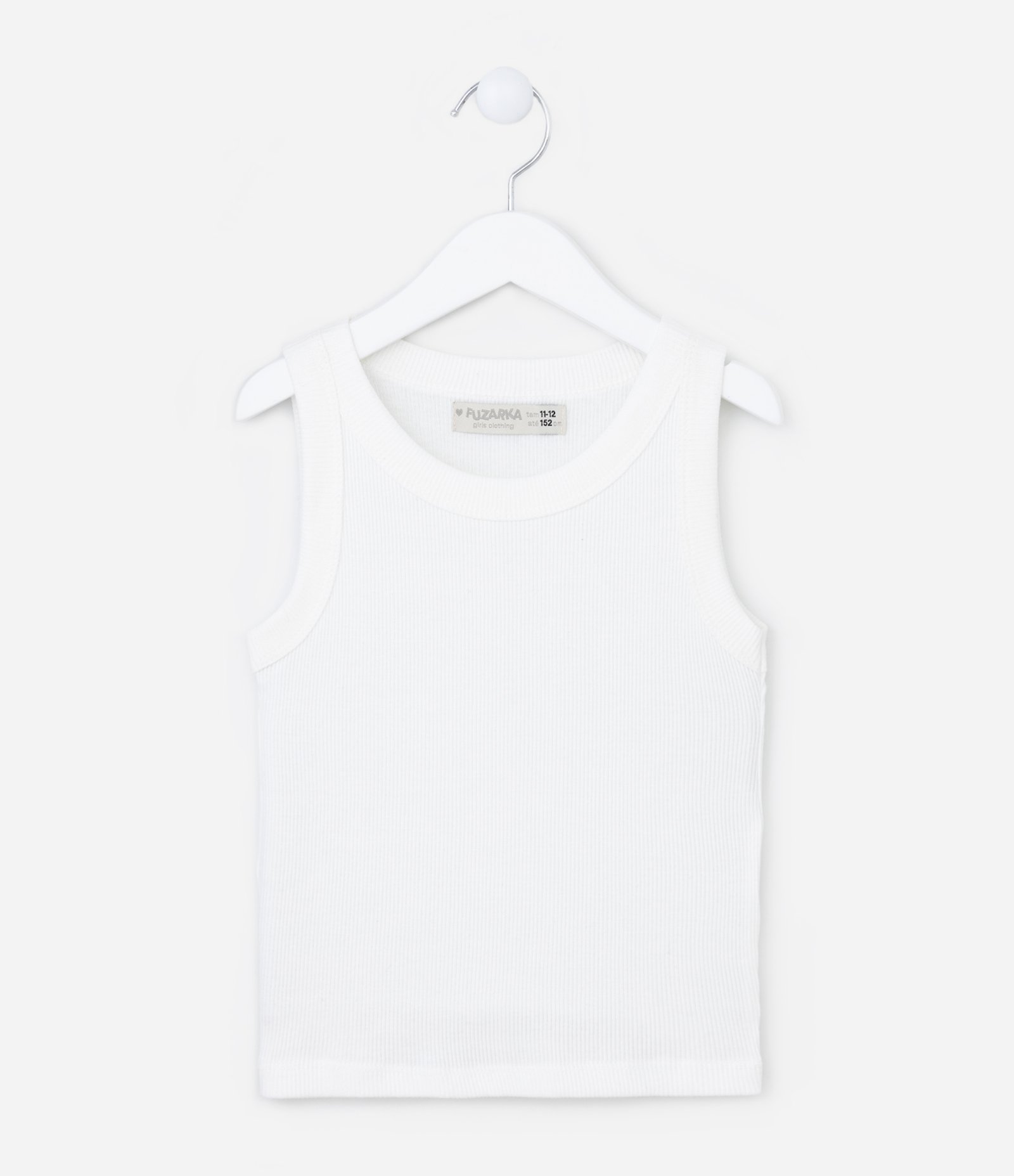 Regata Cropped Infantil em Ribana - Tam 5 a 14 Anos Branco Neve 1