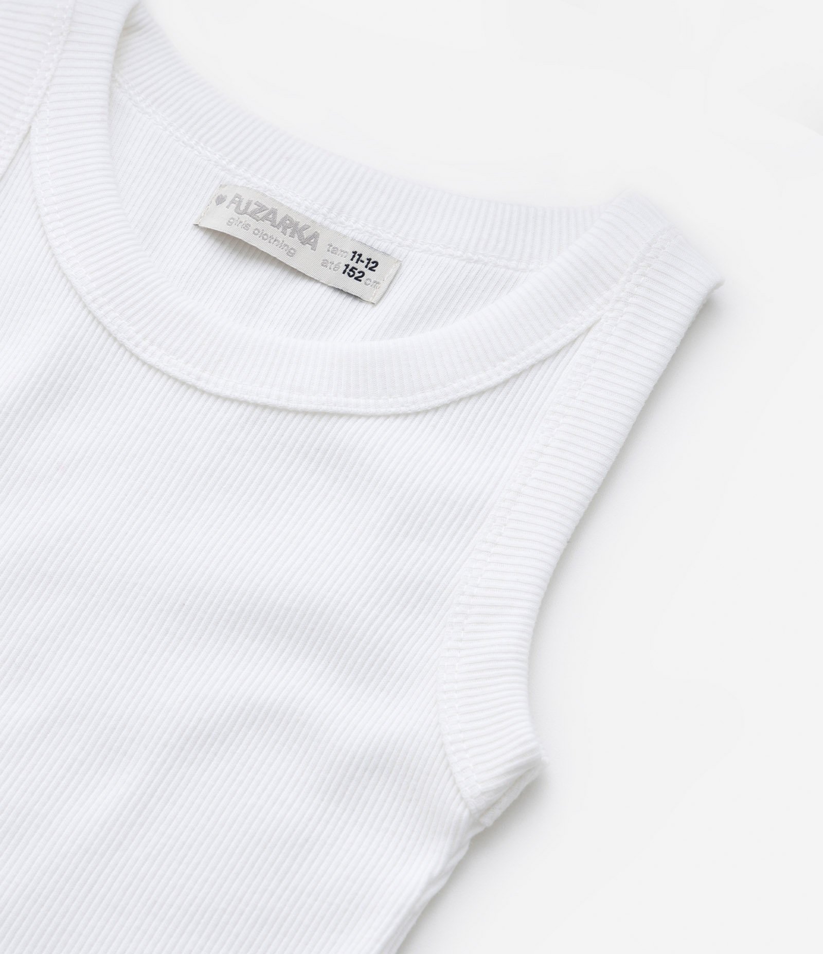 Regata Cropped Infantil em Ribana - Tam 5 a 14 Anos Branco Neve 4