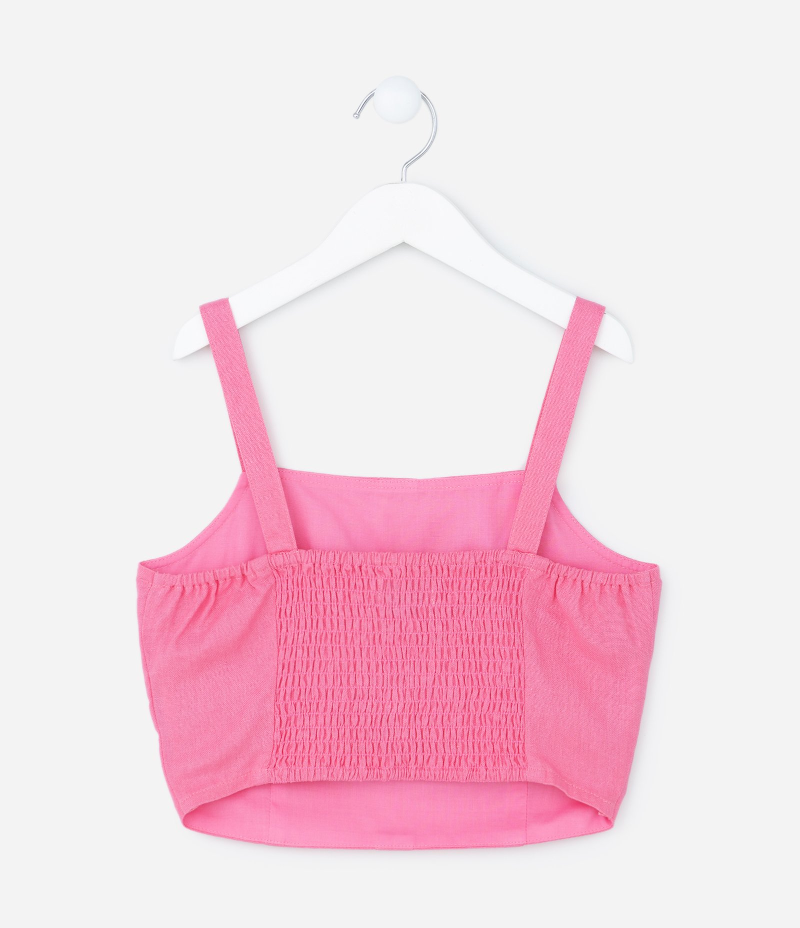 Blusa Cropped Infantil em Viscose com Lastex e Alças Finas - Tam 5 a 14 anos Rosa 2