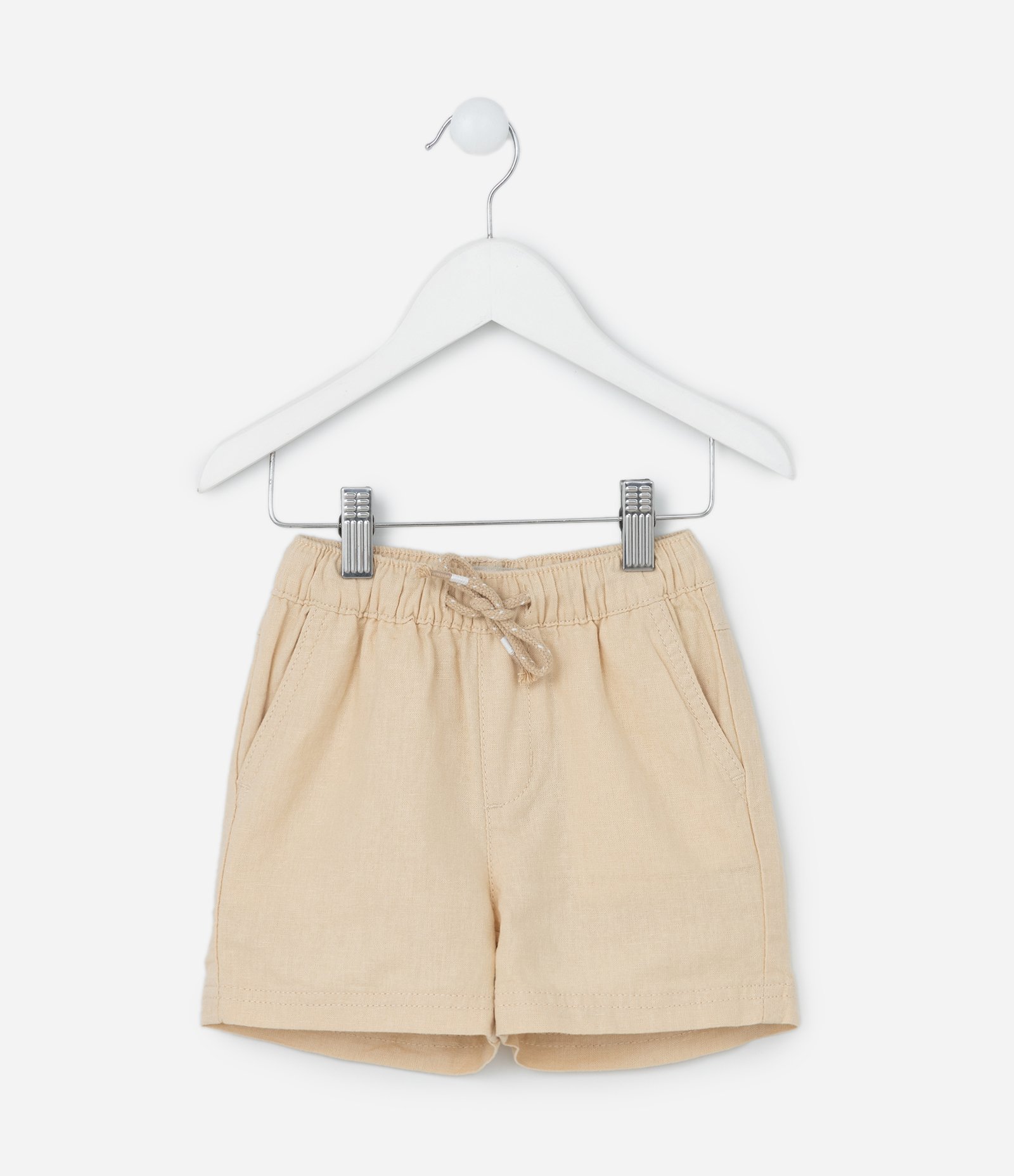 Bermuda Infantil em Linho com Bolsinho - Tam 1 a 5 Anos Bege 1