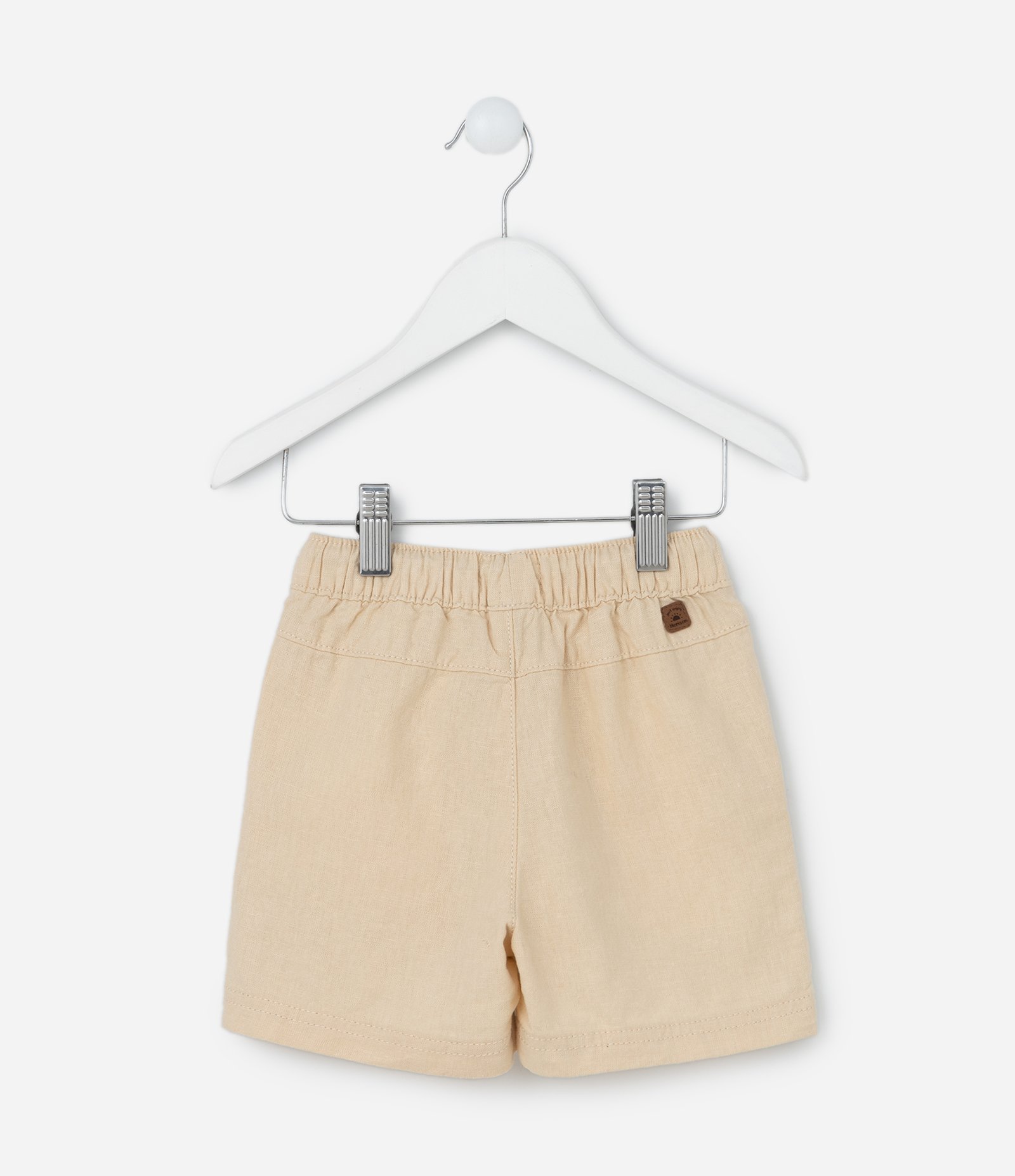 Bermuda Infantil em Linho com Bolsinho - Tam 1 a 5 Anos Bege 2