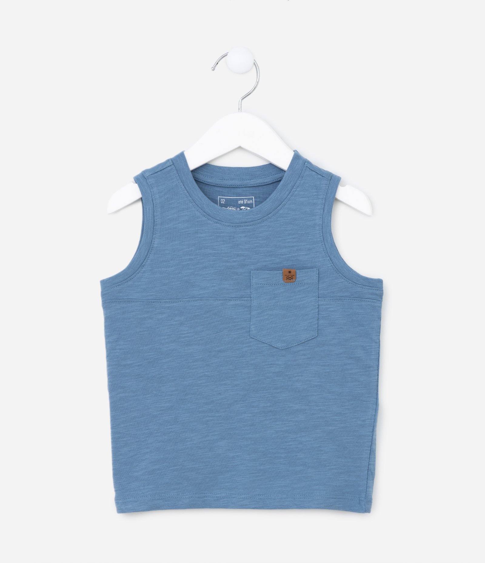 Regata Infantil em Malha Flamê com Bolsinho - Tam 1 a 5 Anos Azul 1