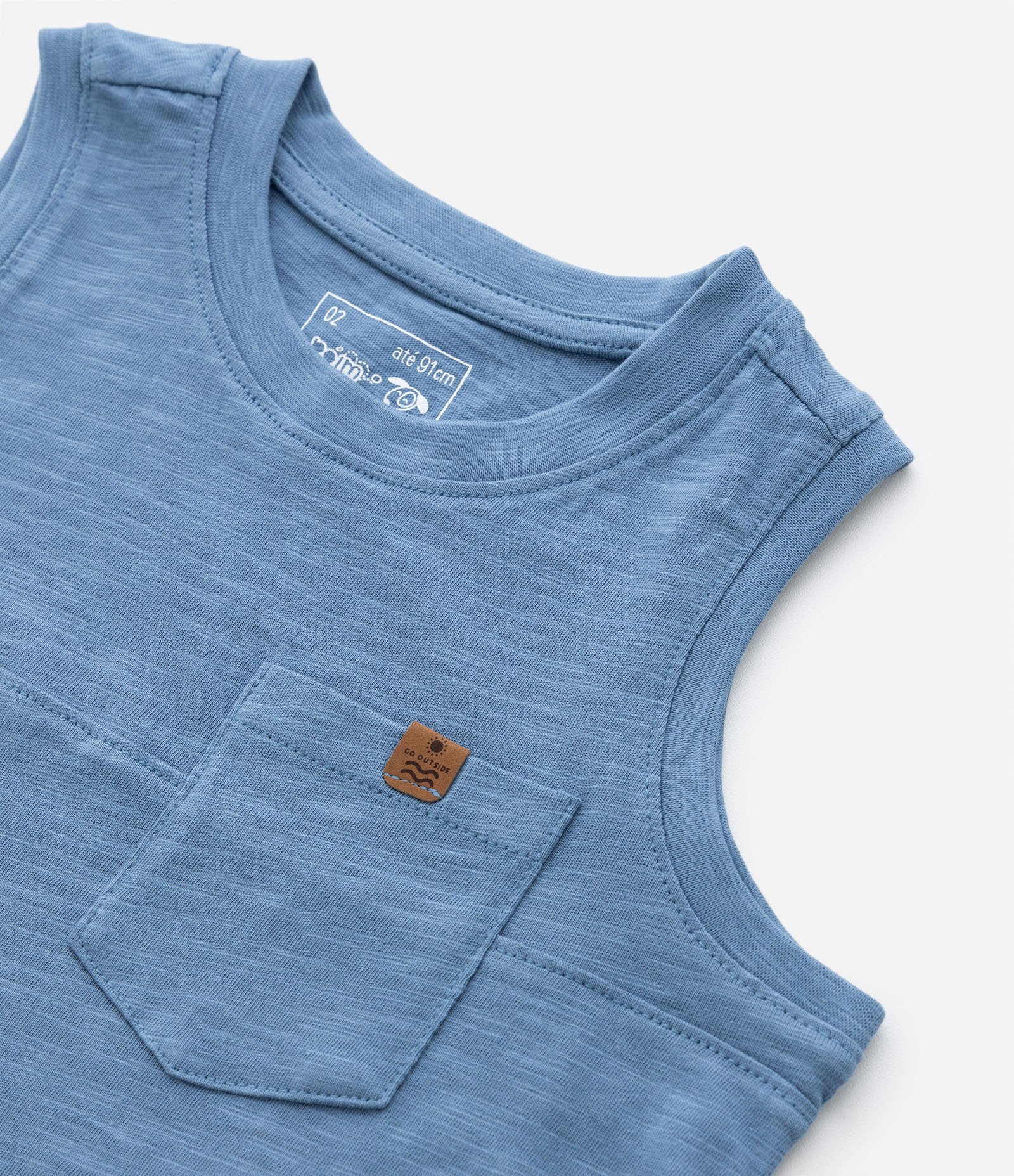 Regata Infantil em Malha Flamê com Bolsinho - Tam 1 a 5 Anos Azul 5