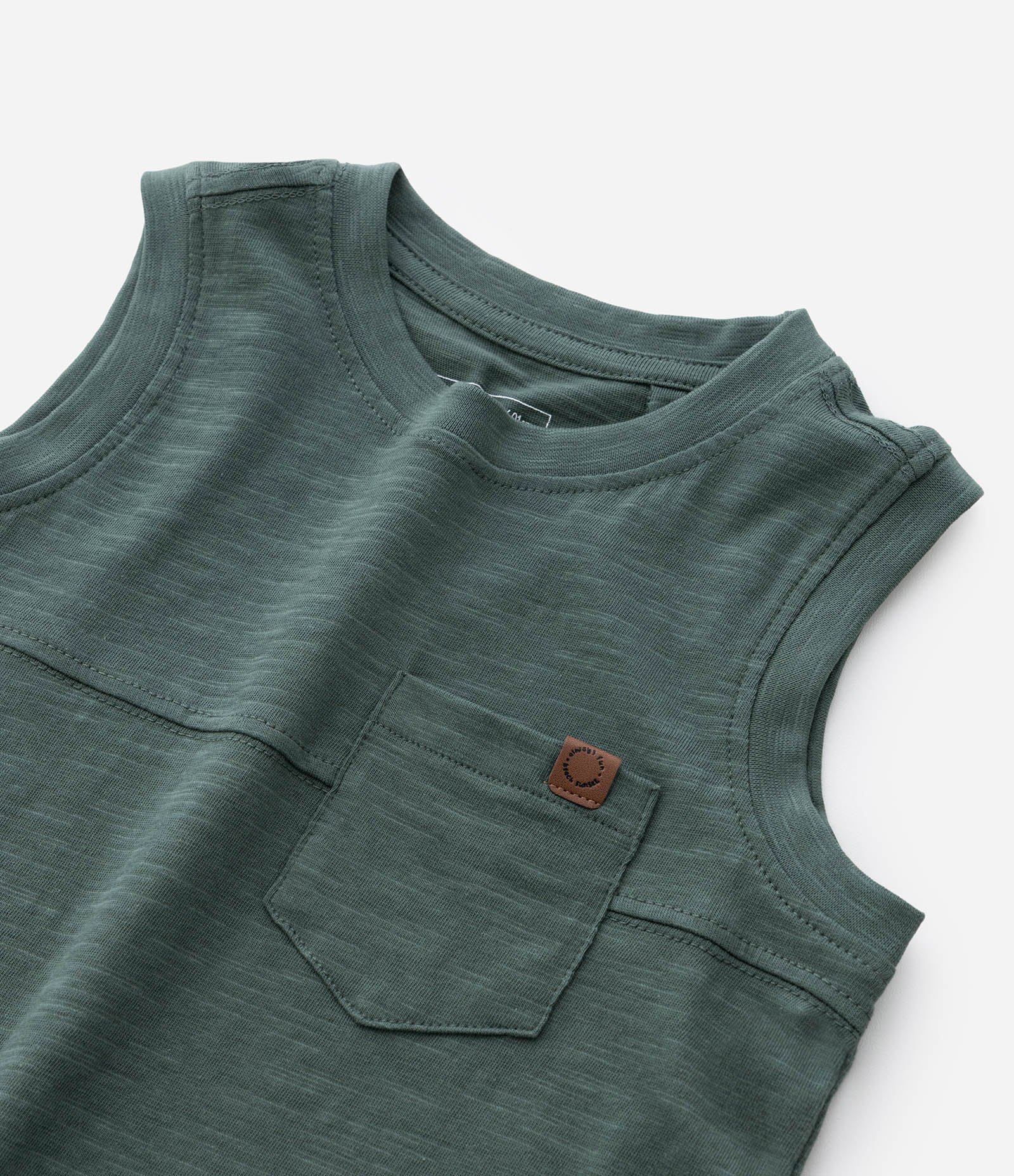 Regata Infantil em Malha Flamê com Bolsinho - Tam 1 a 5 Anos Verde 4