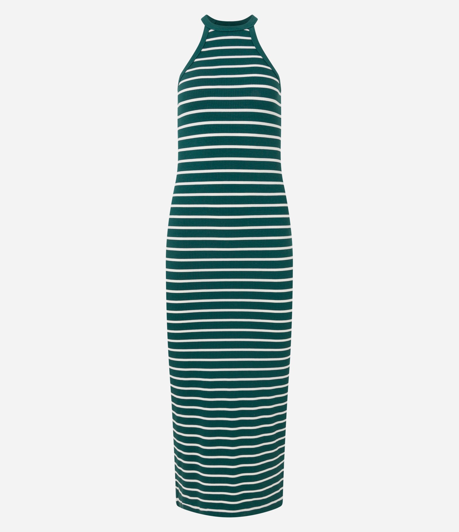 Vestido Longo Sem Manga em Ribana Listrada Verde 5