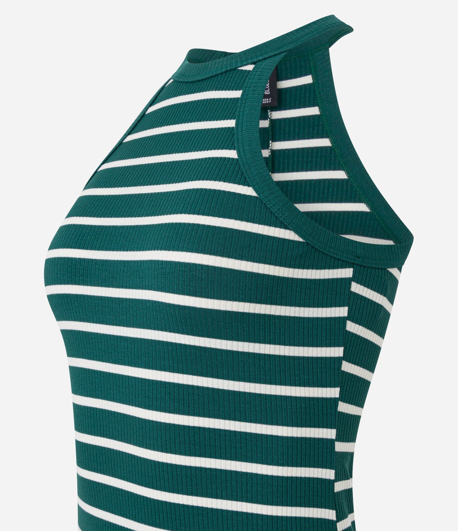 Vestido Longo Sem Manga em Ribana Listrada Verde 6