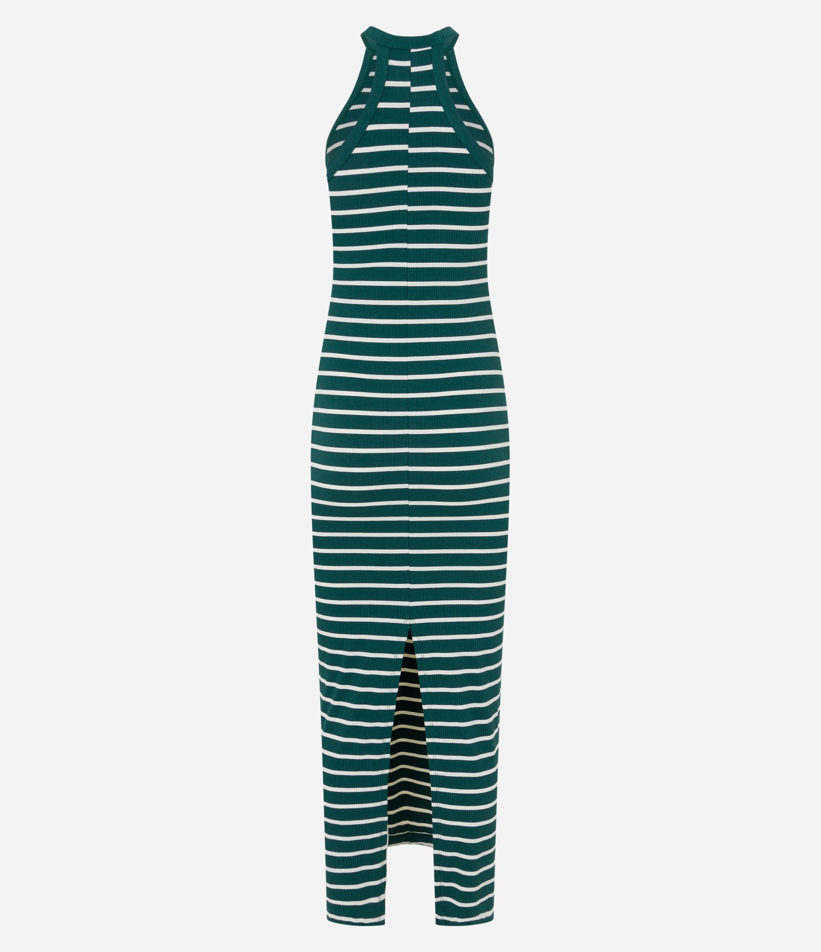 Vestido Longo Sem Manga em Ribana Listrada Verde 7