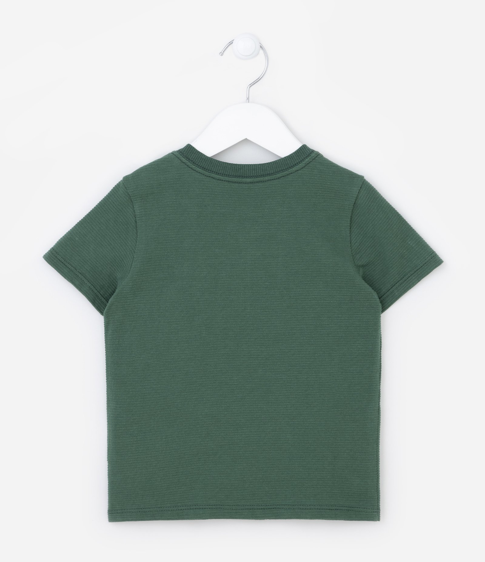 Camiseta Infantil Texturizada com Bordado Dino no Peito - Tam 1 a 5 Anos Verde 2