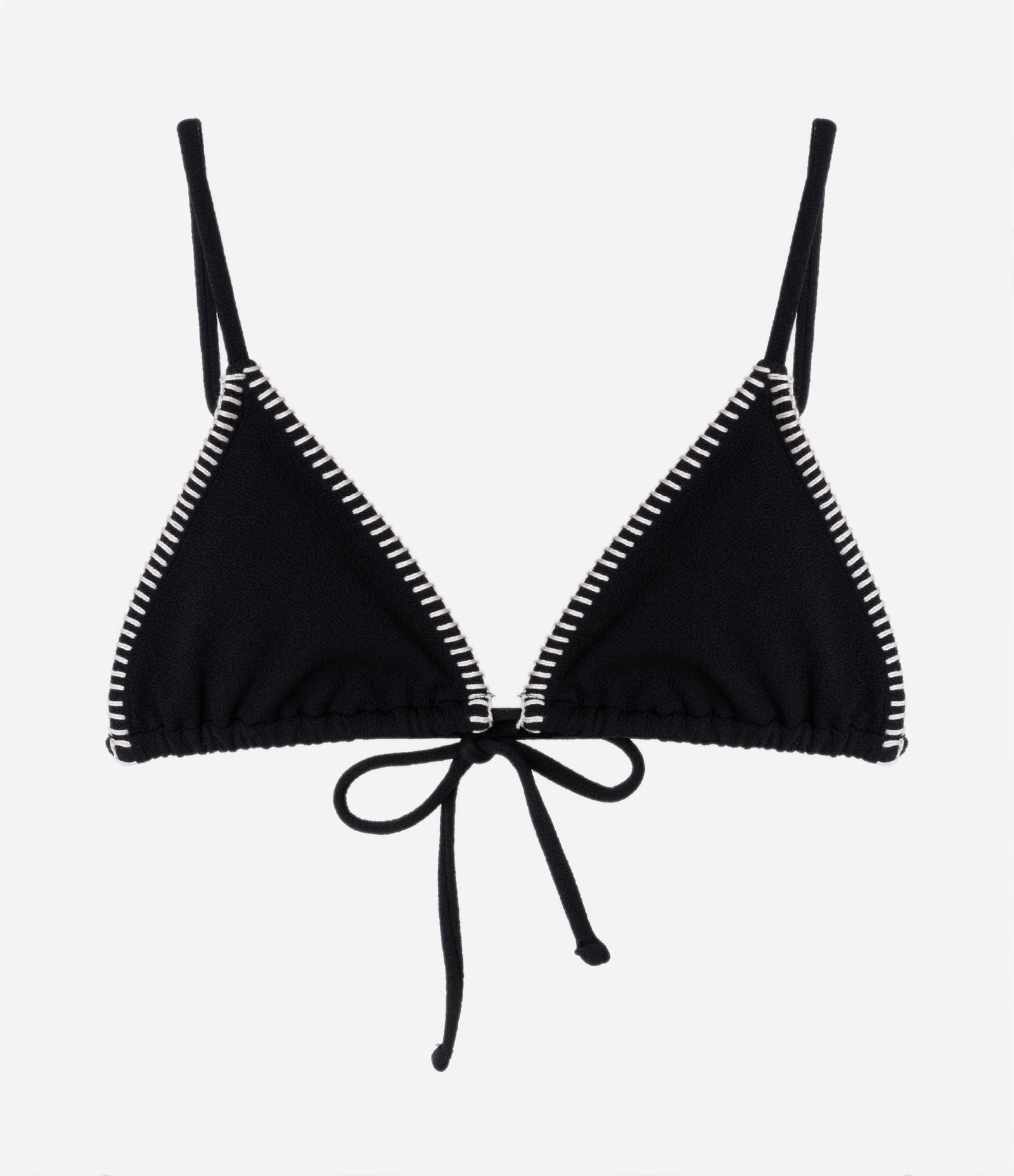 Biquíni Top Cortininha em Tecido Texturizado com Pespontos Contrastantes Preto 5